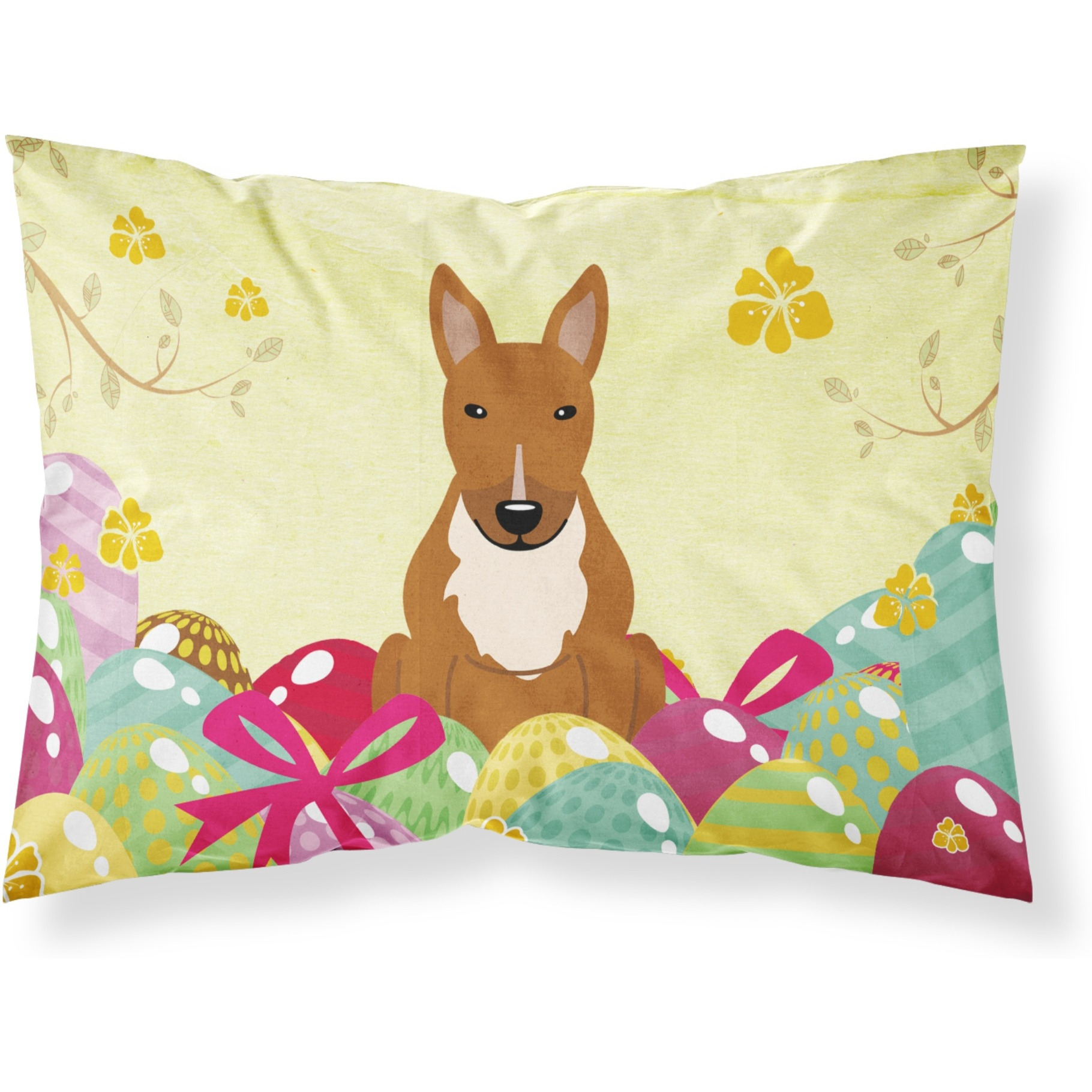 Easter Eggs Bull Terrier Red Fabric Standard Pillowcase
