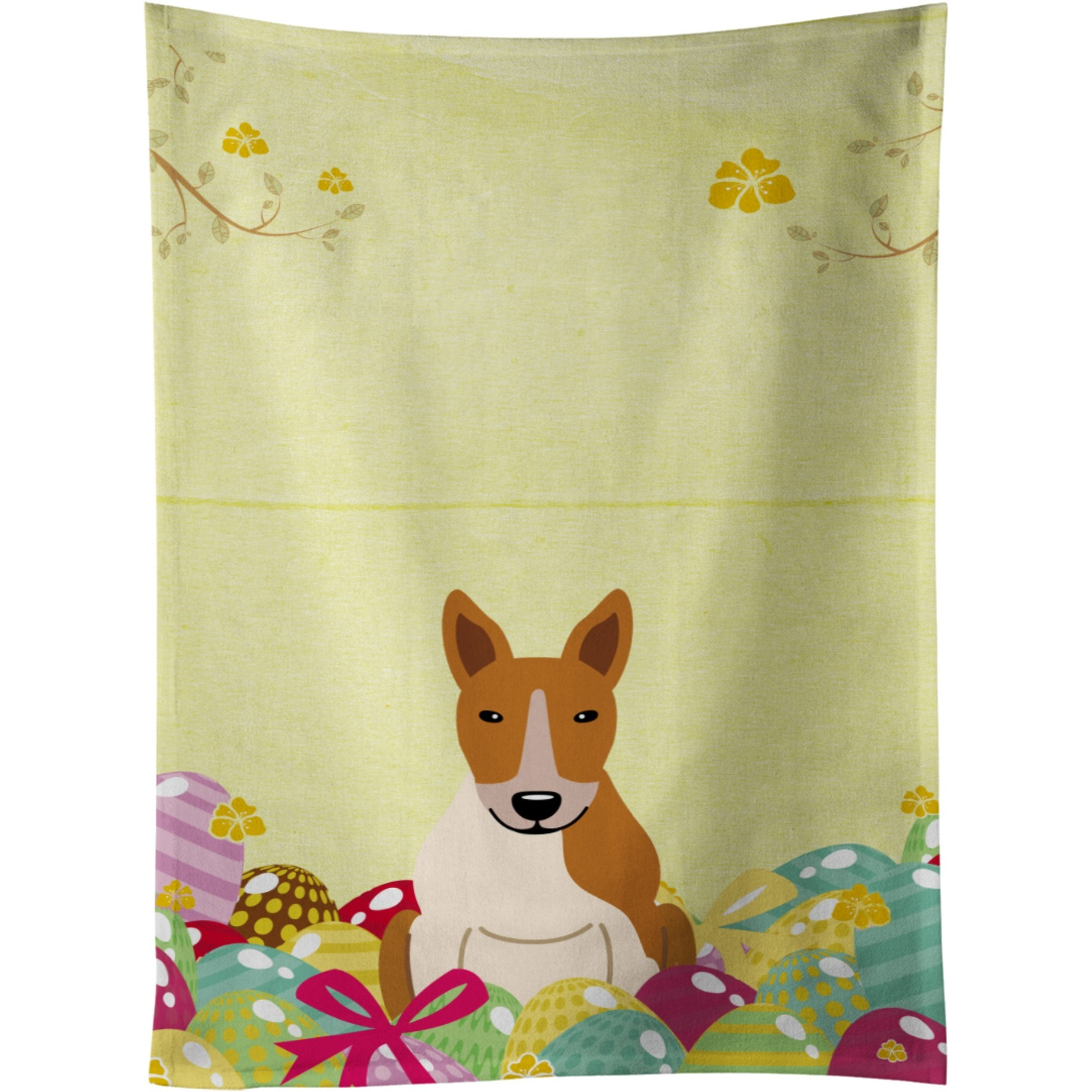 &quotCaroline's Treasures Easter Eggs Bull Terrier Red White Kitchen Towel, Multicolor, 25"" x 15"""
