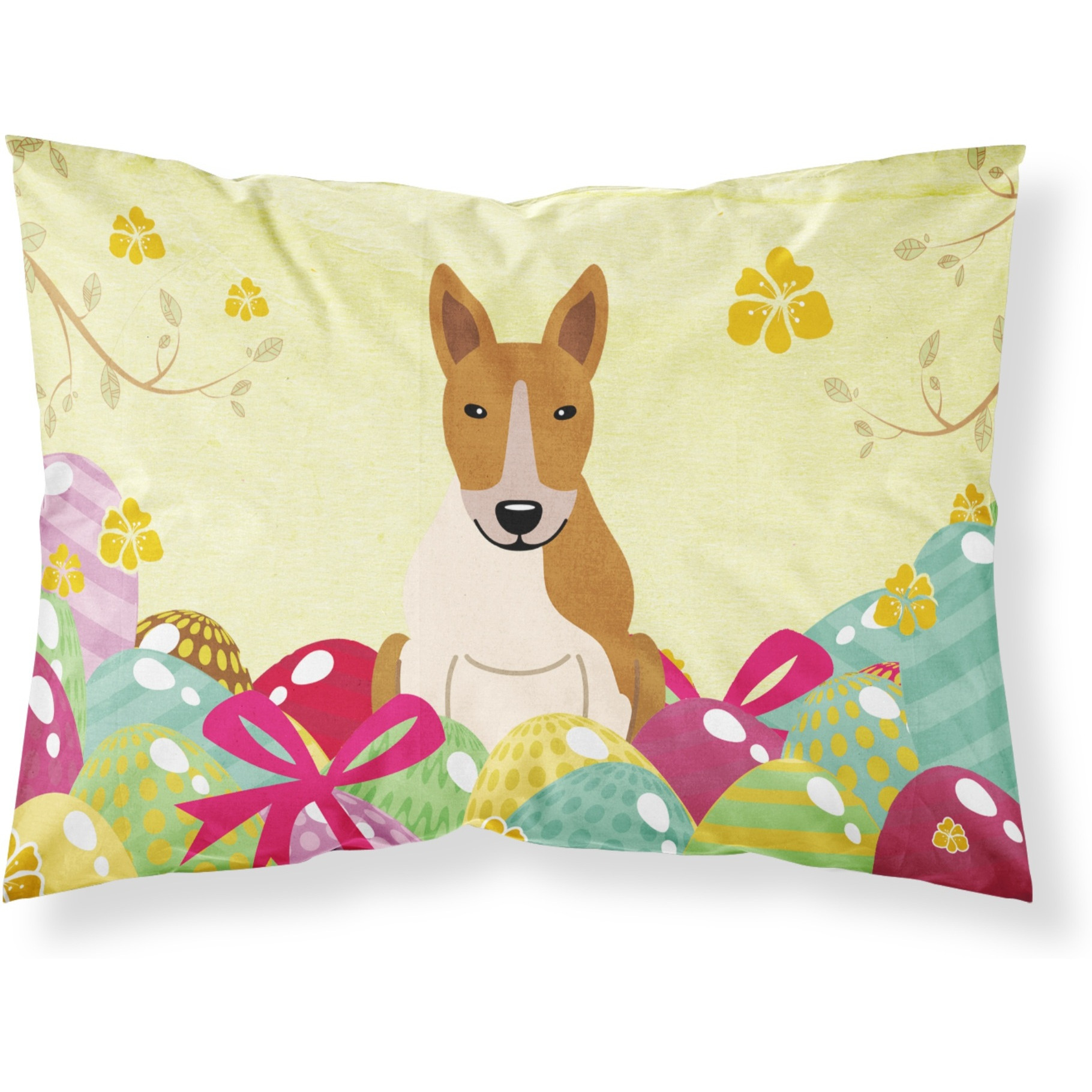 Easter Eggs Bull Terrier Red White Fabric Standard Pillowcase