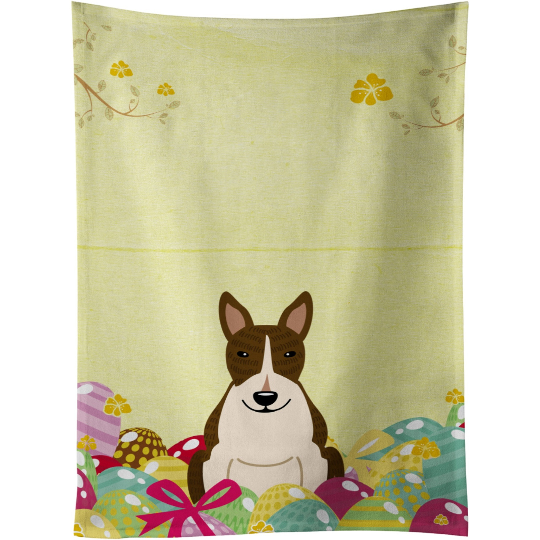 &quotCaroline's Treasures Easter Eggs Bull Terrier Dark Brindle Kitchen Towel, Multicolor, 25"" x 15"""