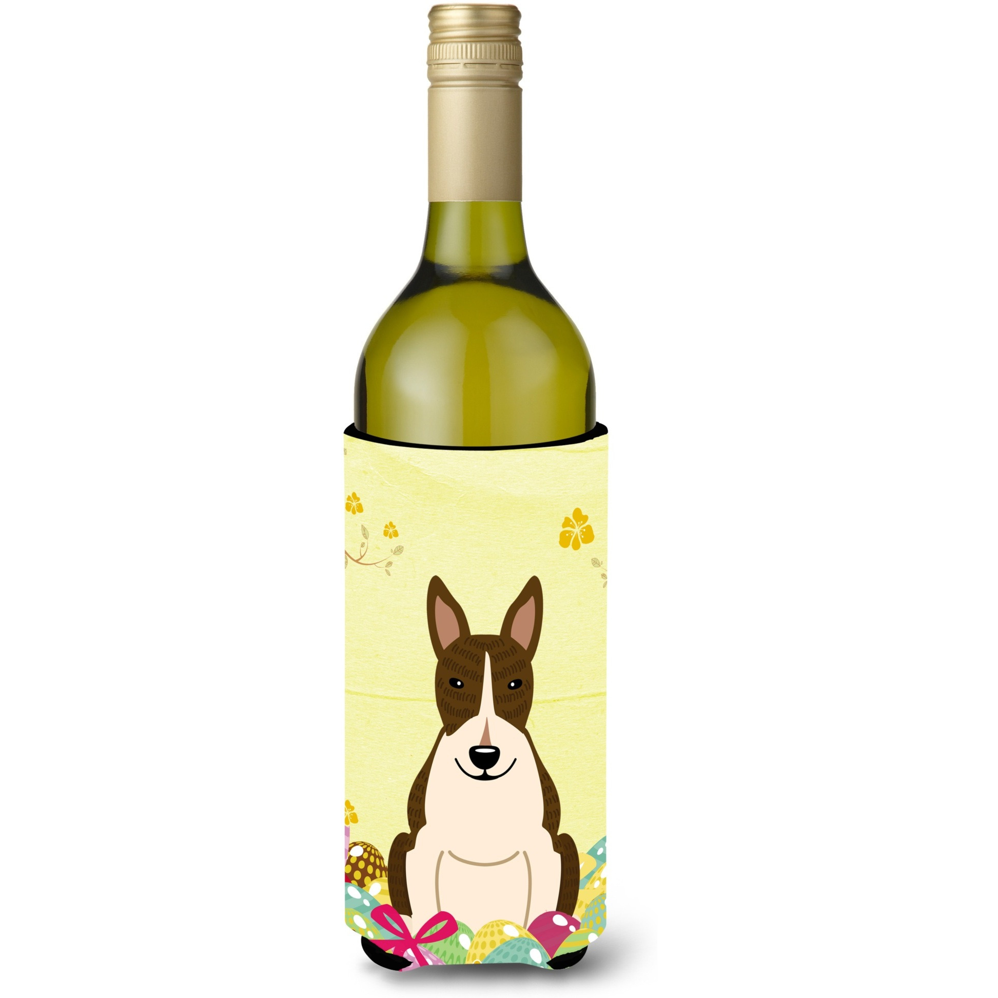 &quotCaroline's Treasures BB6136LITERK Easter Bull Terrier Wine Bottle Beverage Insulator Hugger, 750ml, Multicolor"
