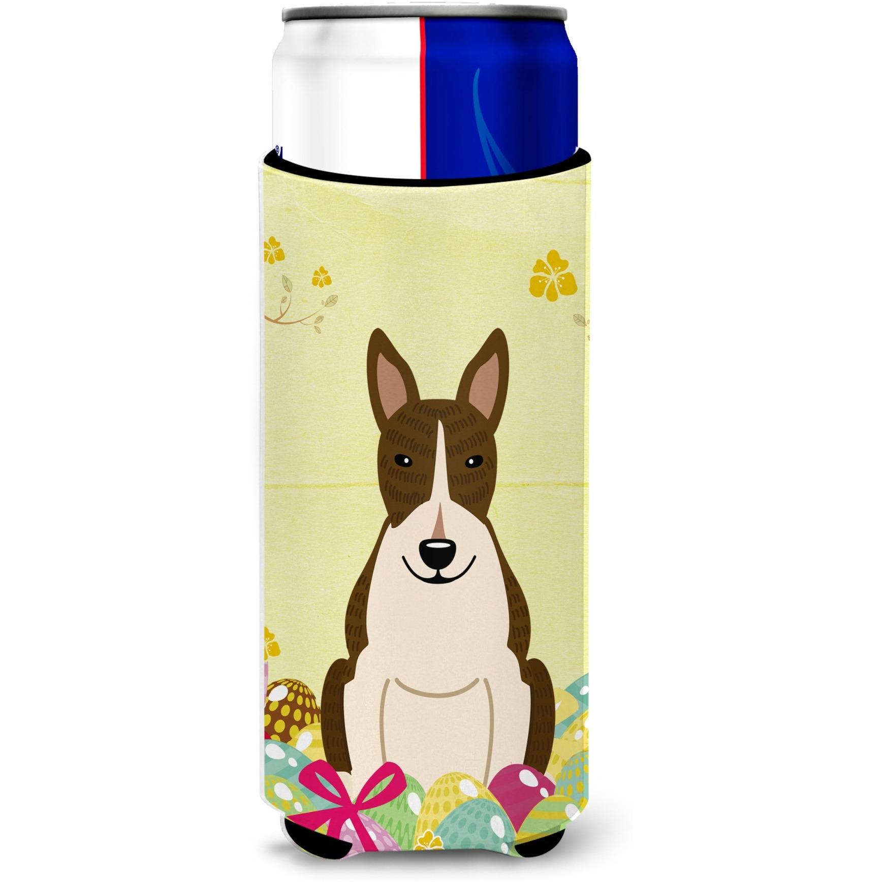 &quotCaroline's Treasures Easter Bull Terrier Dark Brindle Michelob Ultra Hugger For Slim Cans, Slim Can, Multicolor"