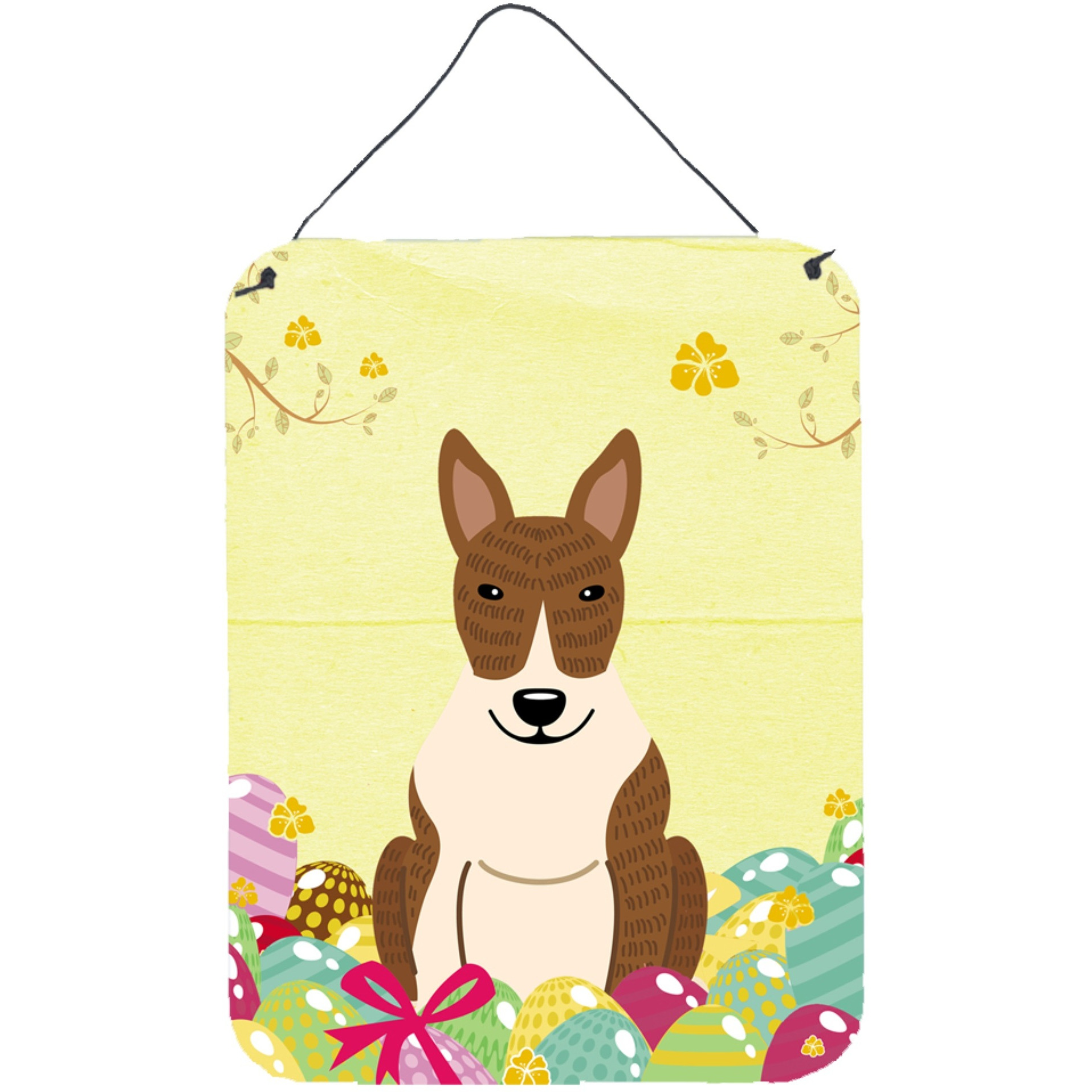 &quotCaroline's Treasures Easter Eggs Bull Terrier Brindle Metal Print, 16 x 12, Multicolor"