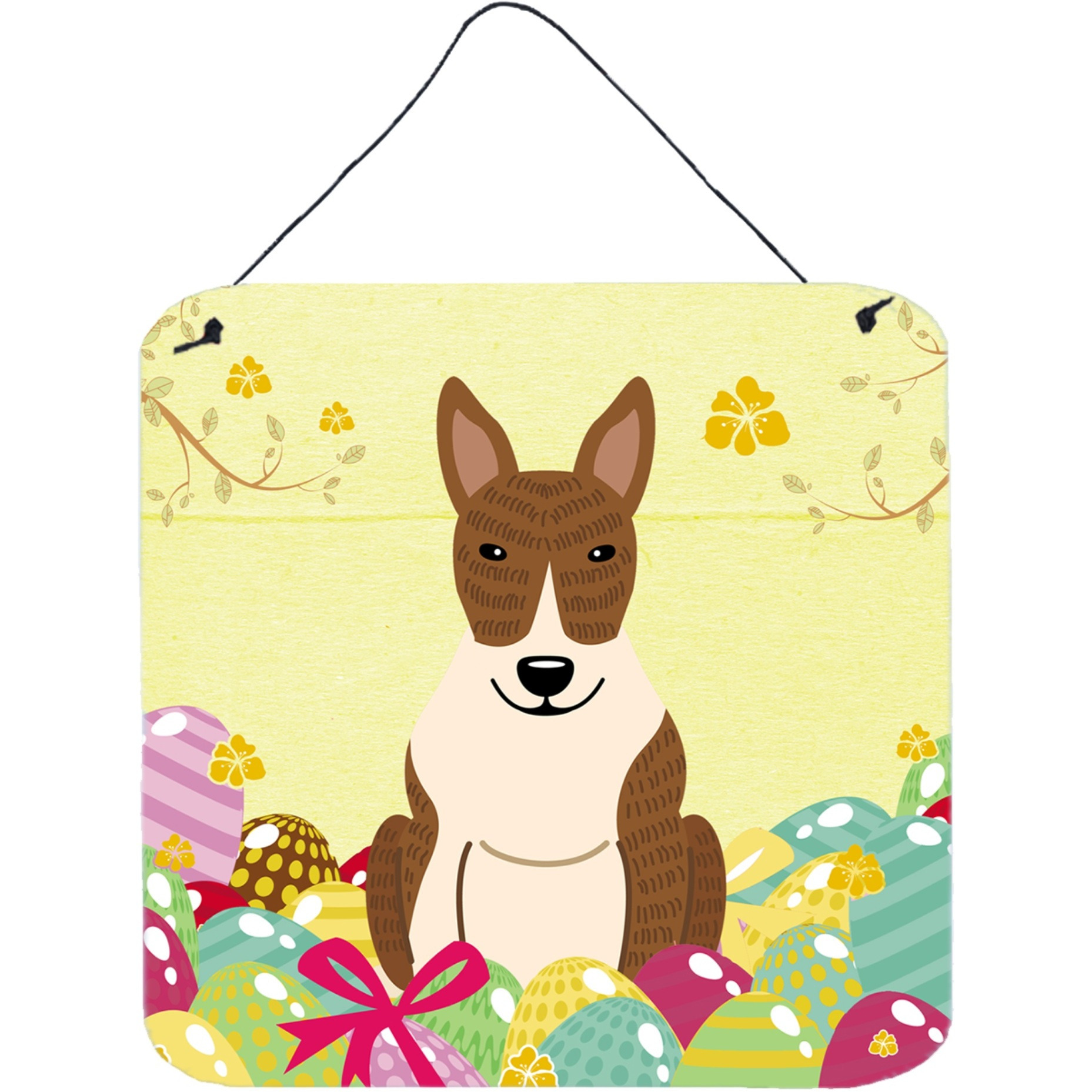 &quotCaroline's Treasures Easter Eggs Bull Terrier Brindle Metal Print, 6 x 6, Multicolor"