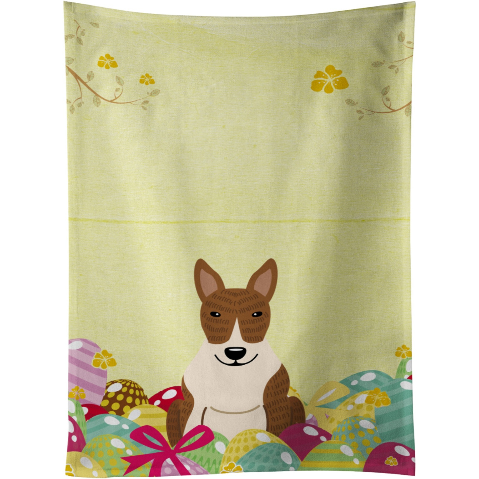 &quotCaroline's Treasures Easter Eggs Bull Terrier Brindle Kitchen Towel, Multicolor, 25"" x 15"""