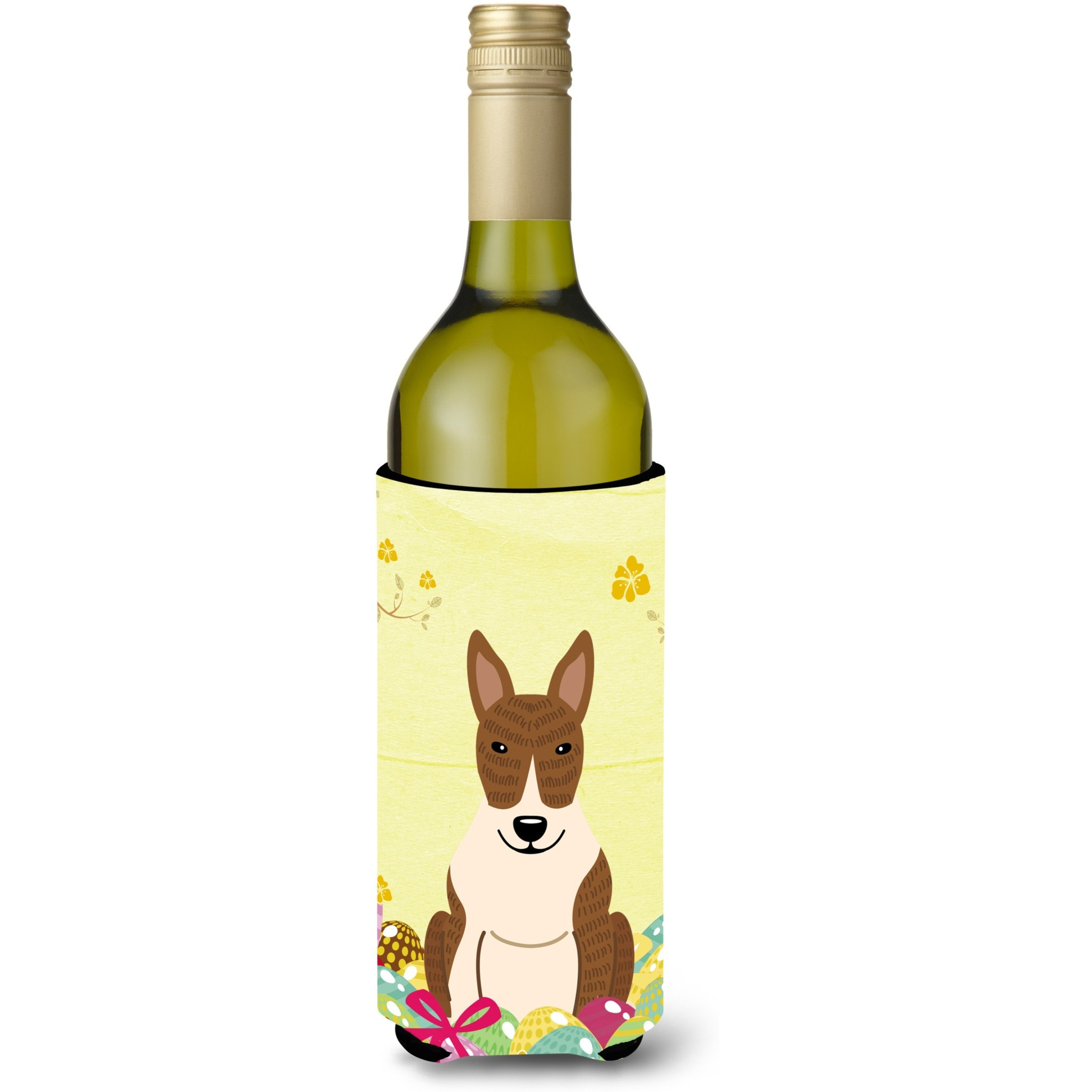 &quotCaroline's Treasures BB6137LITERK Easter Bull Terrier Brindle Wine Bottle Beverage Insulator Hugger, 750ml, Multicolor"