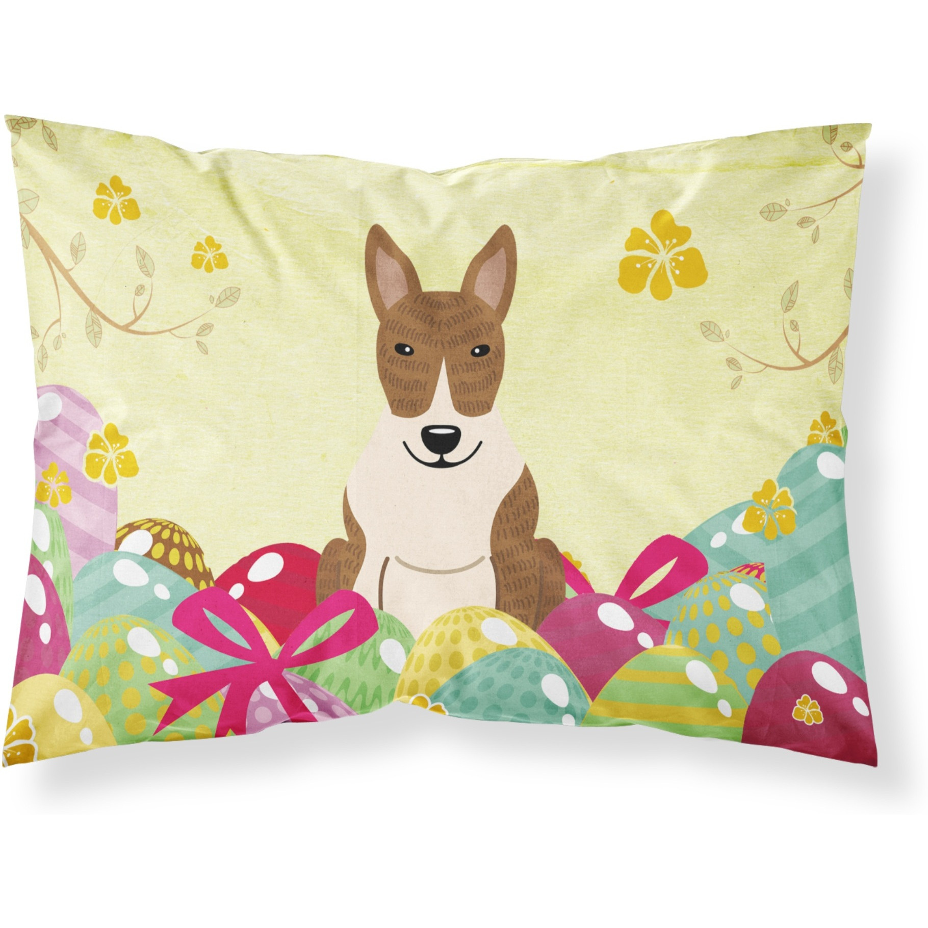 Easter Eggs Bull Terrier Brindle Fabric Standard Pillowcase