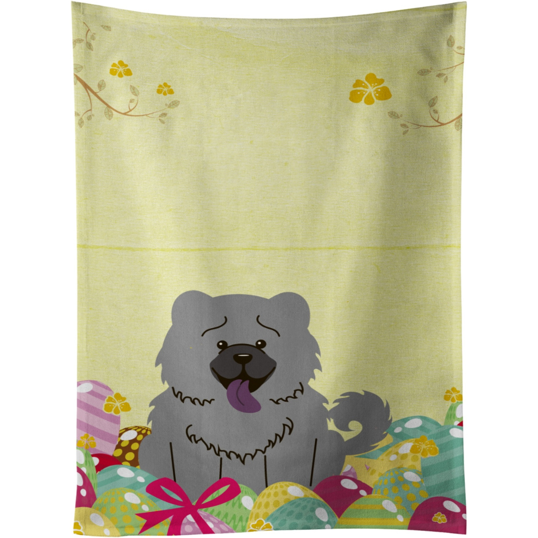 &quotCaroline's Treasures Easter Eggs Chow Chow Blue Kitchen Towel, Multicolor, 25"" x 15"""
