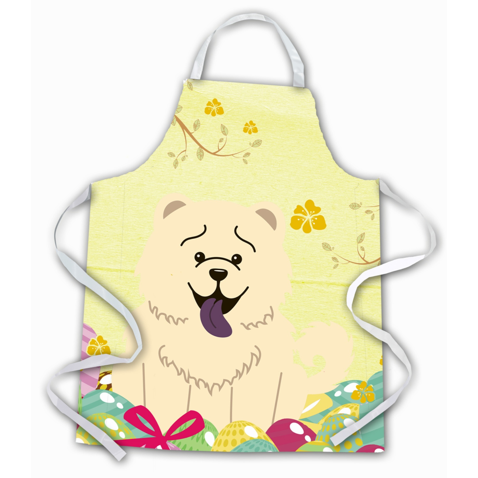&quotCaroline's Treasures Easter Eggs Chow White Apron, Large, Multicolor"