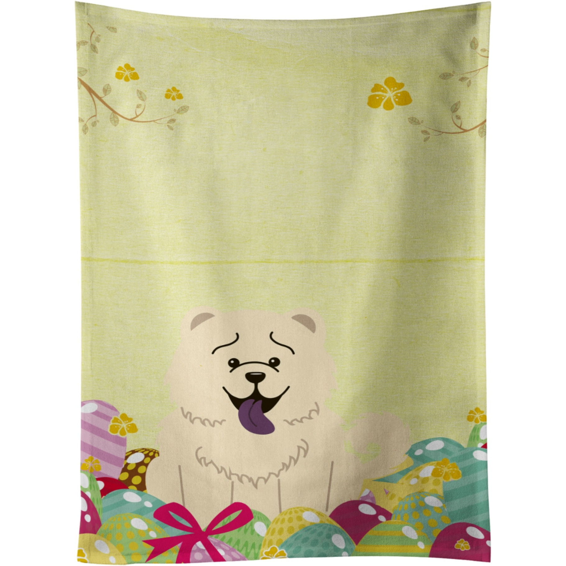 &quotCaroline's Treasures Easter Eggs Chow Chow White Kitchen Towel, Multicolor, 25"" x 15"""