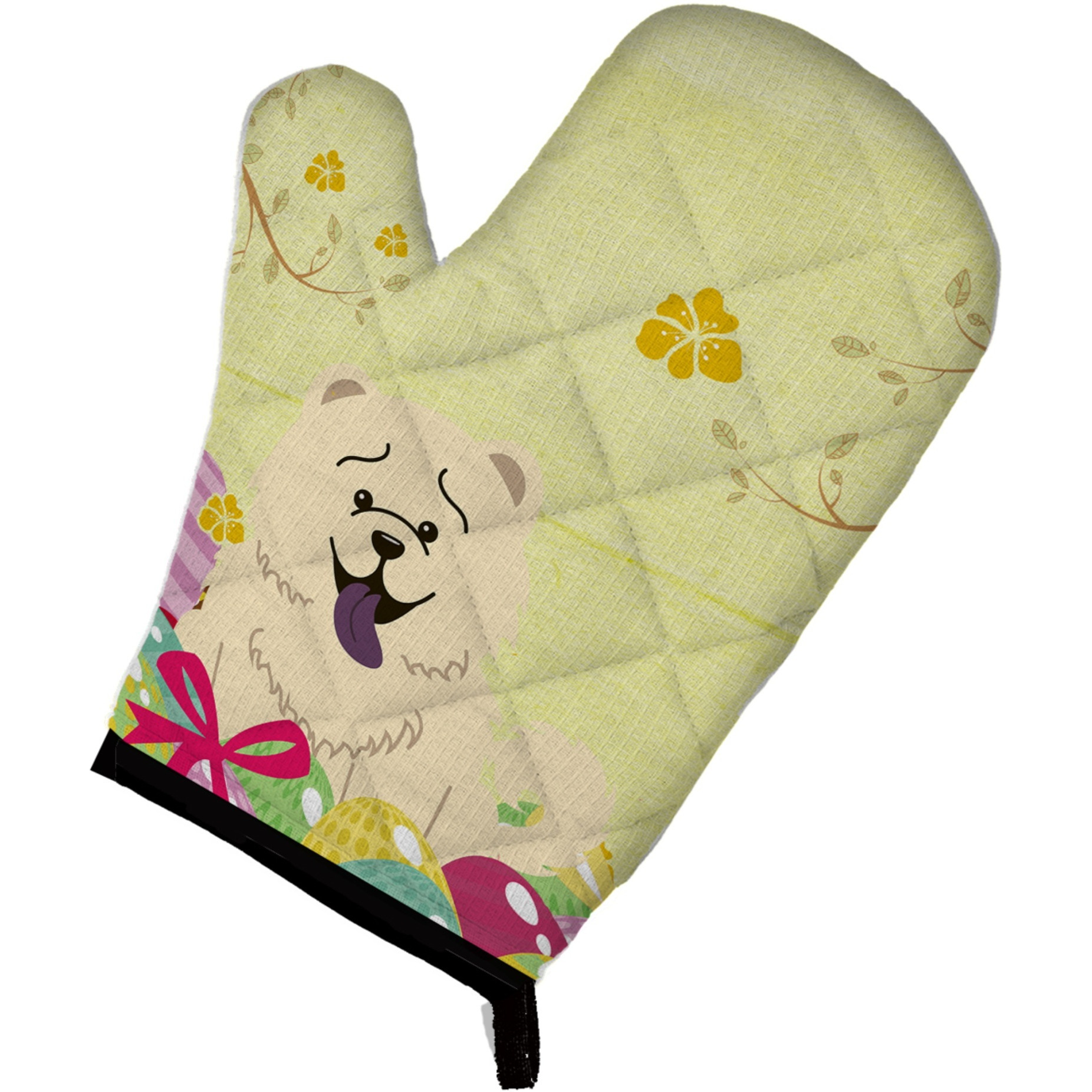 &quotCaroline's Treasures Easter Eggs Chow Chow White Oven Mitt, Multicolor, 12"" x 8.5"""