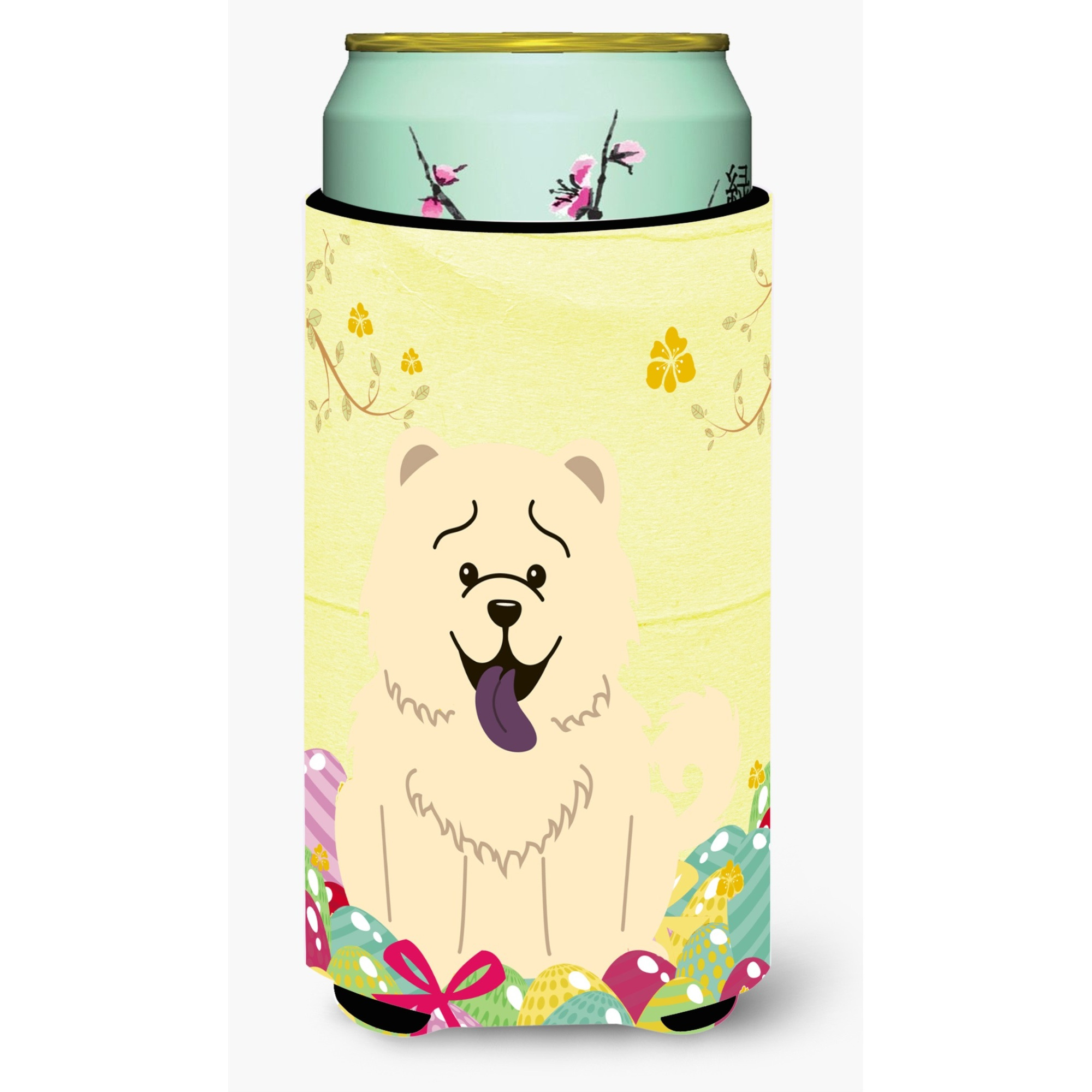 &quotCaroline's Treasures Easter Eggs Chow White Tall Boy Beverage Insulator Hugger, Multicolor"