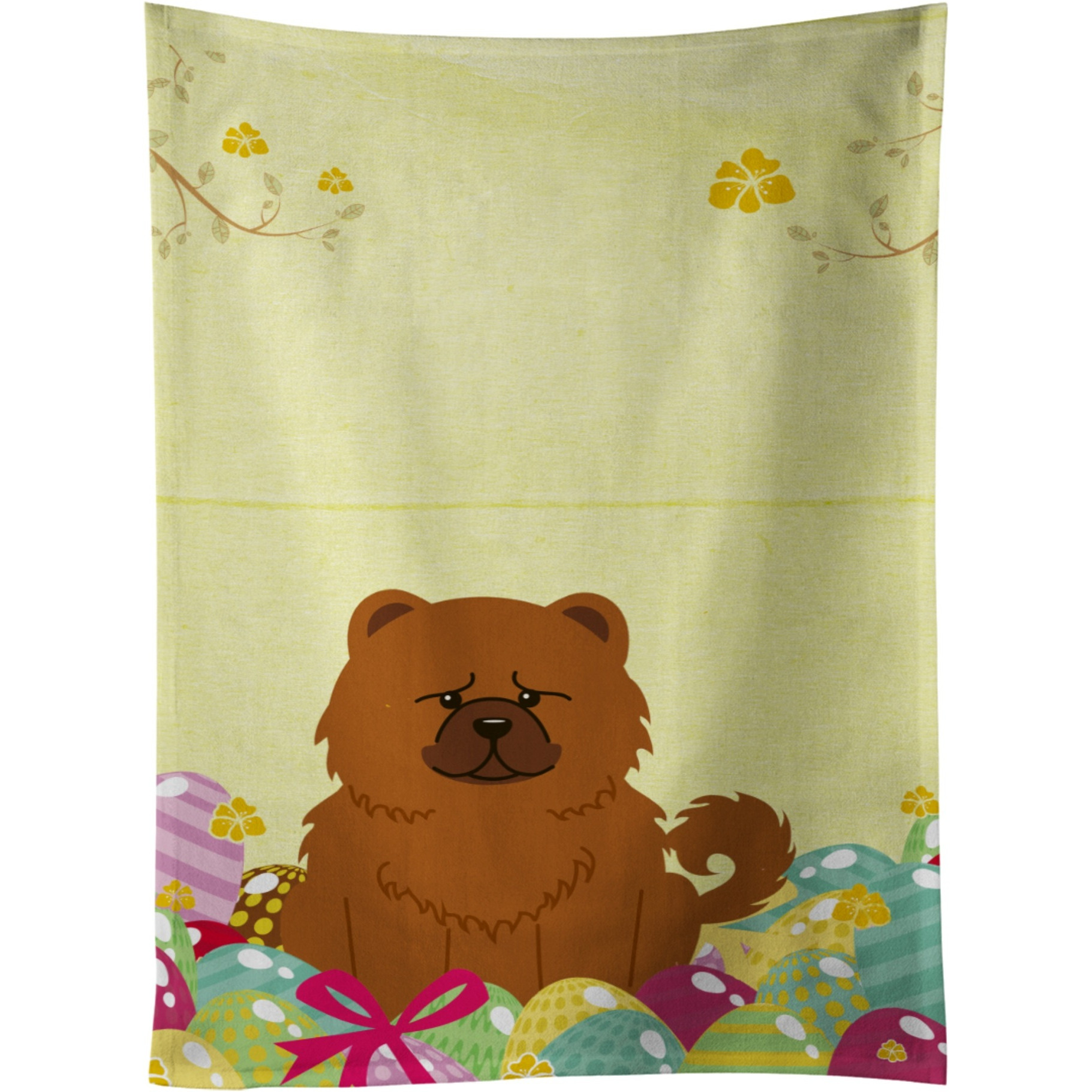 &quotCaroline's Treasures Easter Eggs Chow Chow Red Kitchen Towel, Multicolor, 25"" x 15"""