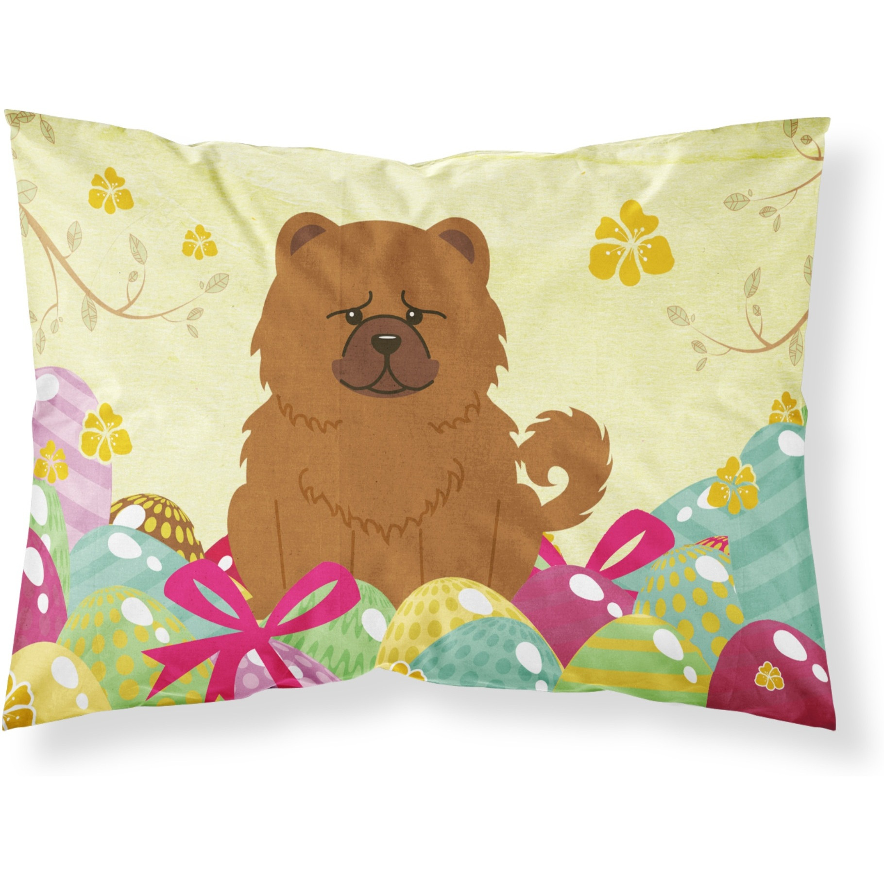 Easter Eggs Chow Chow Red Fabric Standard Pillowcase