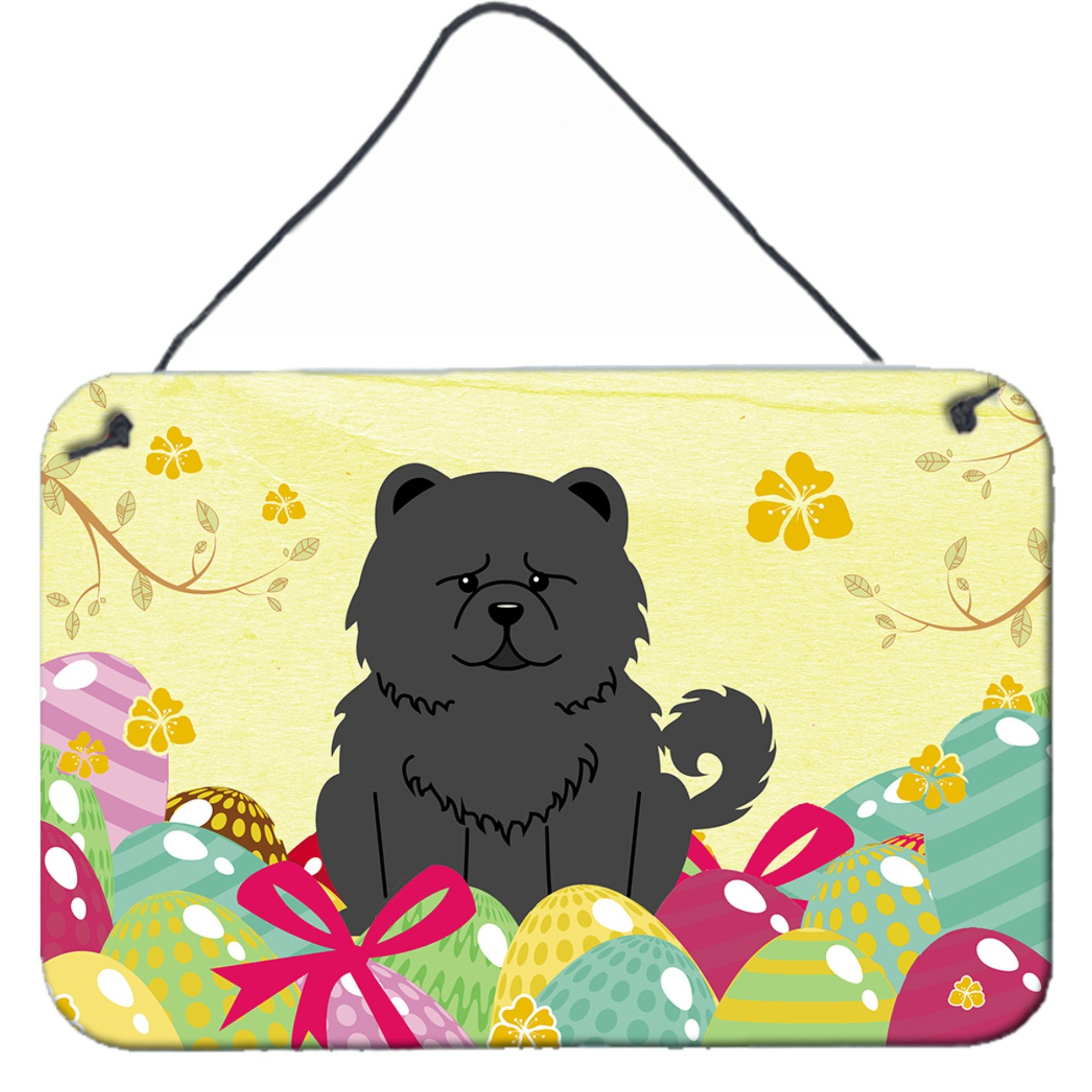 &quotCaroline's Treasures Easter Eggs Chow Black Metal Print, 8"" H x 12"" W"