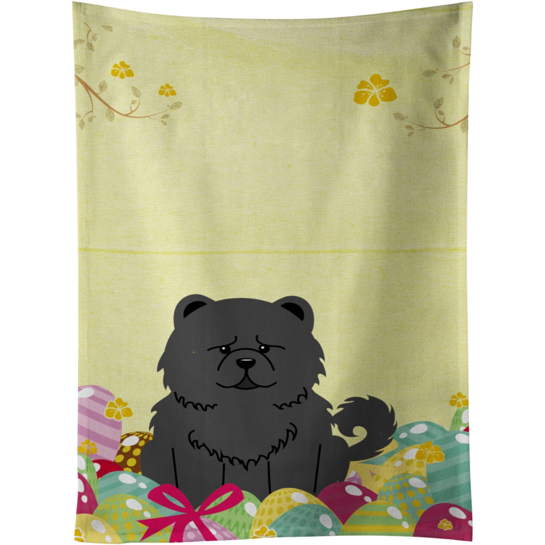 &quotCaroline's Treasures Easter Eggs Chow Chow Black Kitchen Towel, Multicolor, 25"" x 15"""