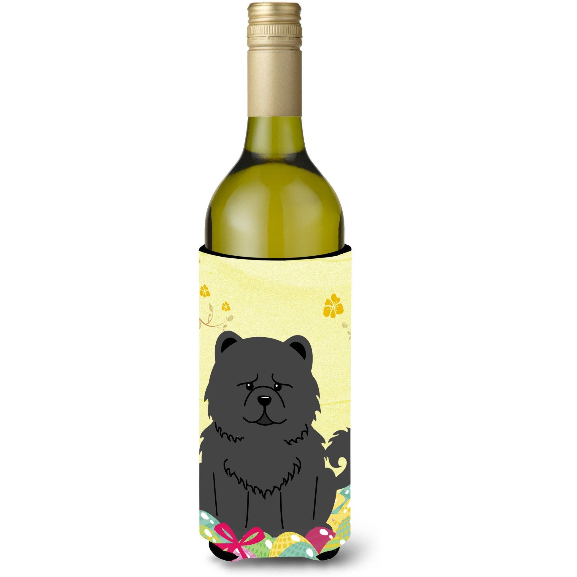 &quotCaroline's Treasures BB6143LITERK Easter Eggs Chow Chow Black Wine Bottle Beverage Insulator Hugger, 750ml, Multicolor"