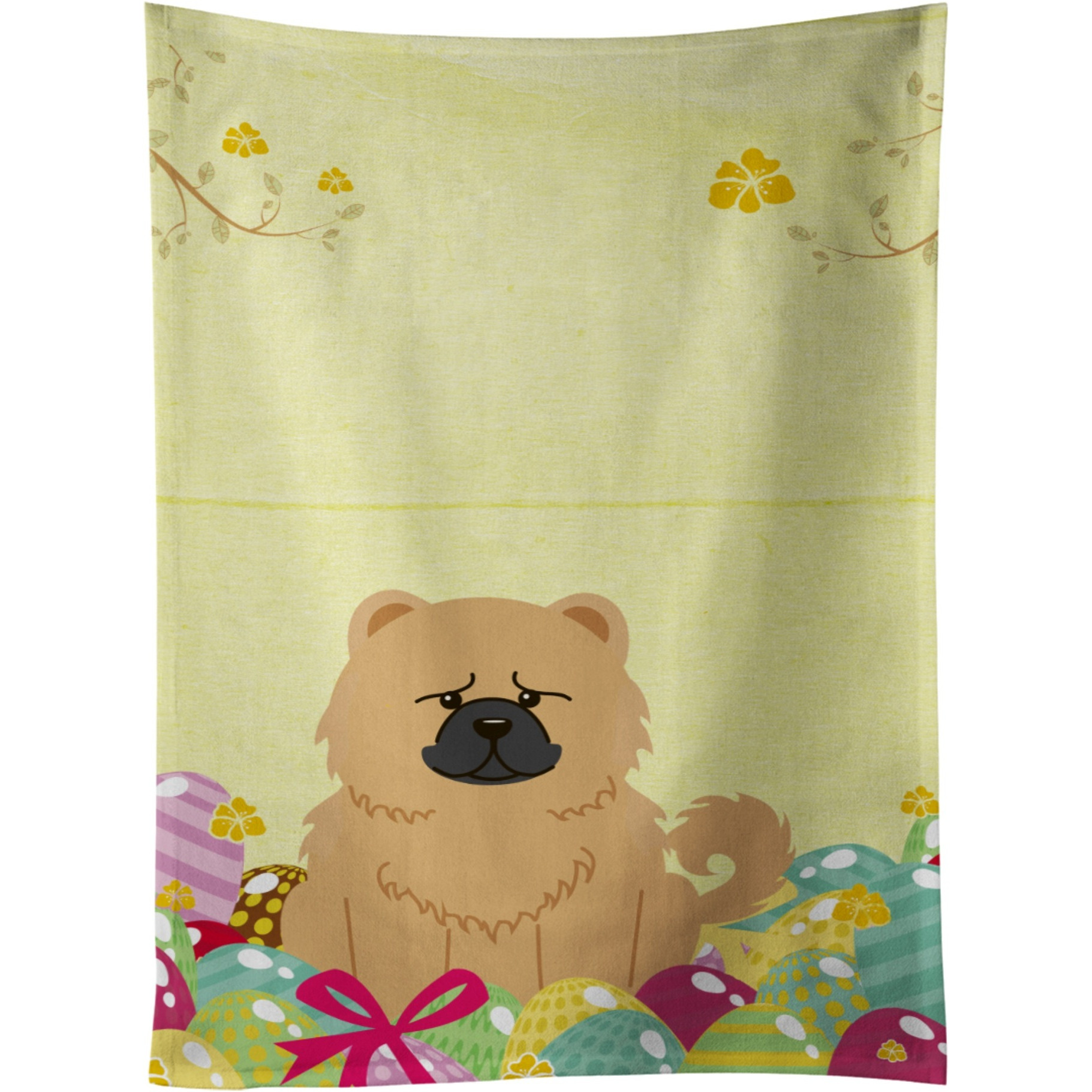 &quotCaroline's Treasures Easter Eggs Chow Chow Cream Kitchen Towel, Multicolor, 25"" x 15"""