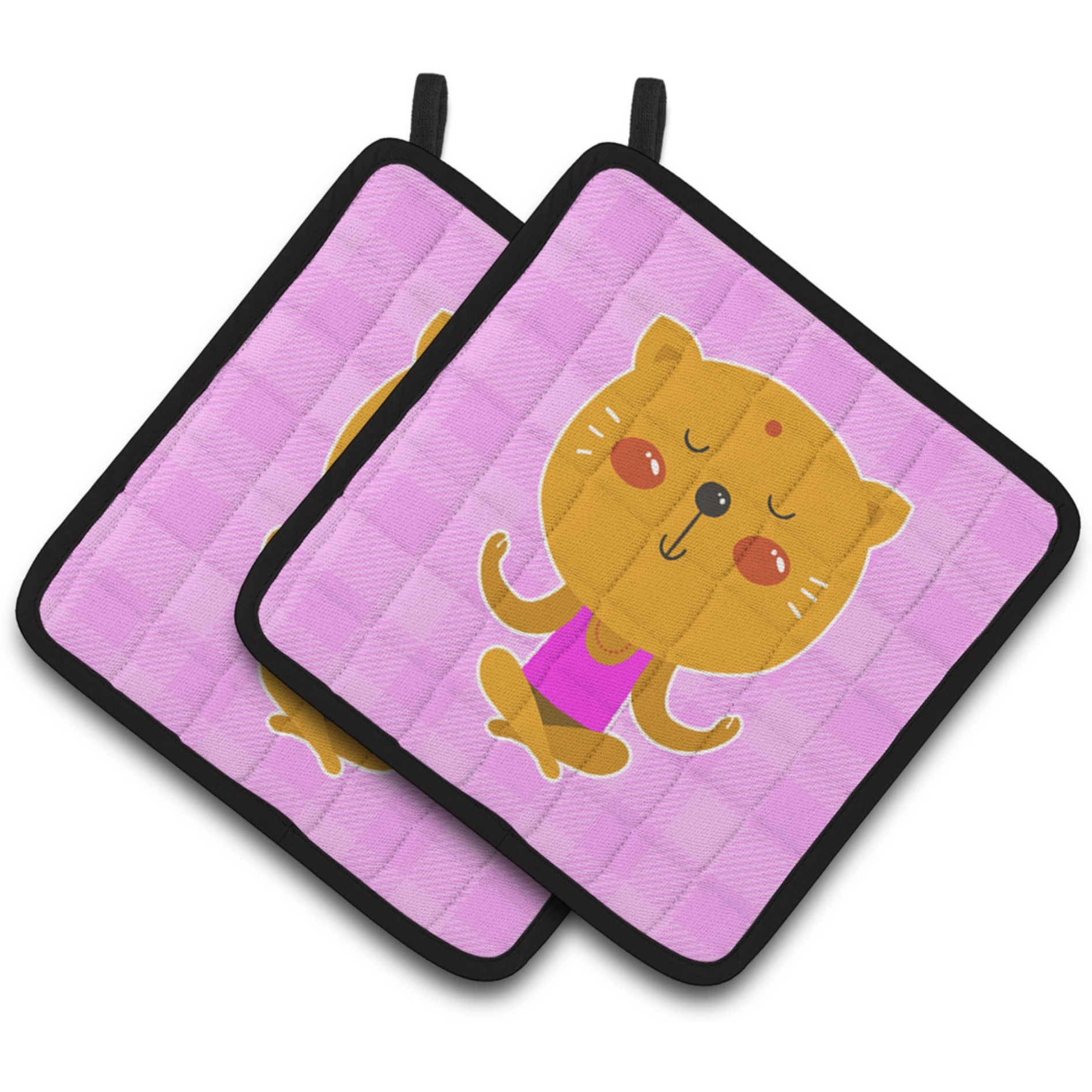 &quotCaroline's Treasures BB6728PTHD Yoga Cat Pair of Pot Holders, 7.5 x 7.5"", Multicolor"