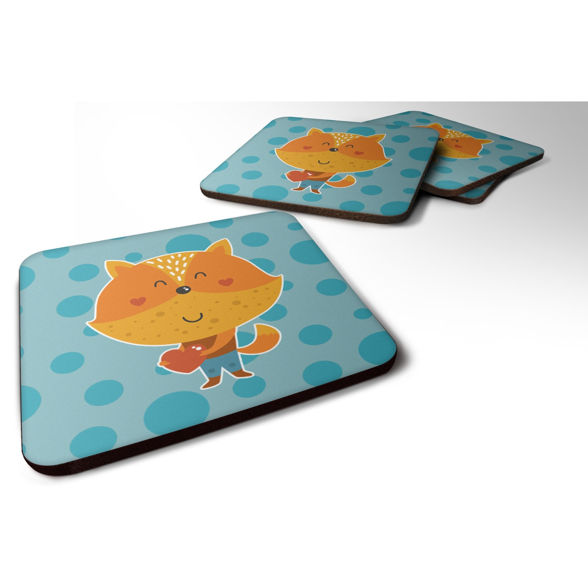 &quotCaroline's Treasures Polkadot Squirrel Foam Coaster Set of 4, 3.5, Multicolor"