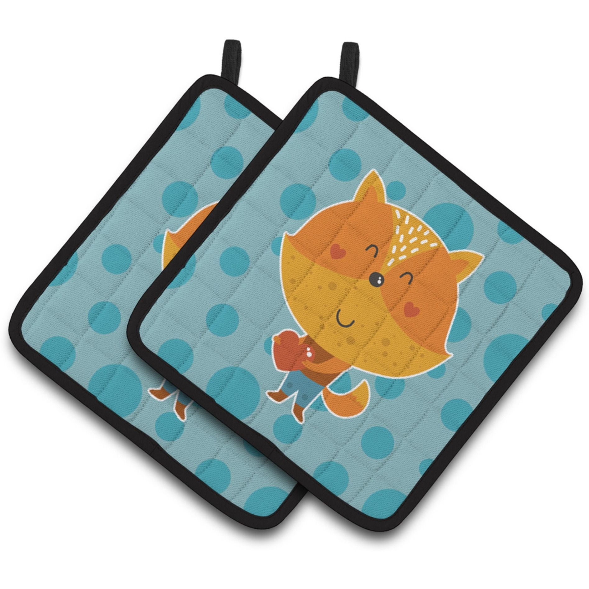 &quotCaroline's Treasures BB6729PTHD Polkadot Squirrel Pair of Pot Holders, 7.5 x 7.5"", Multicolor"