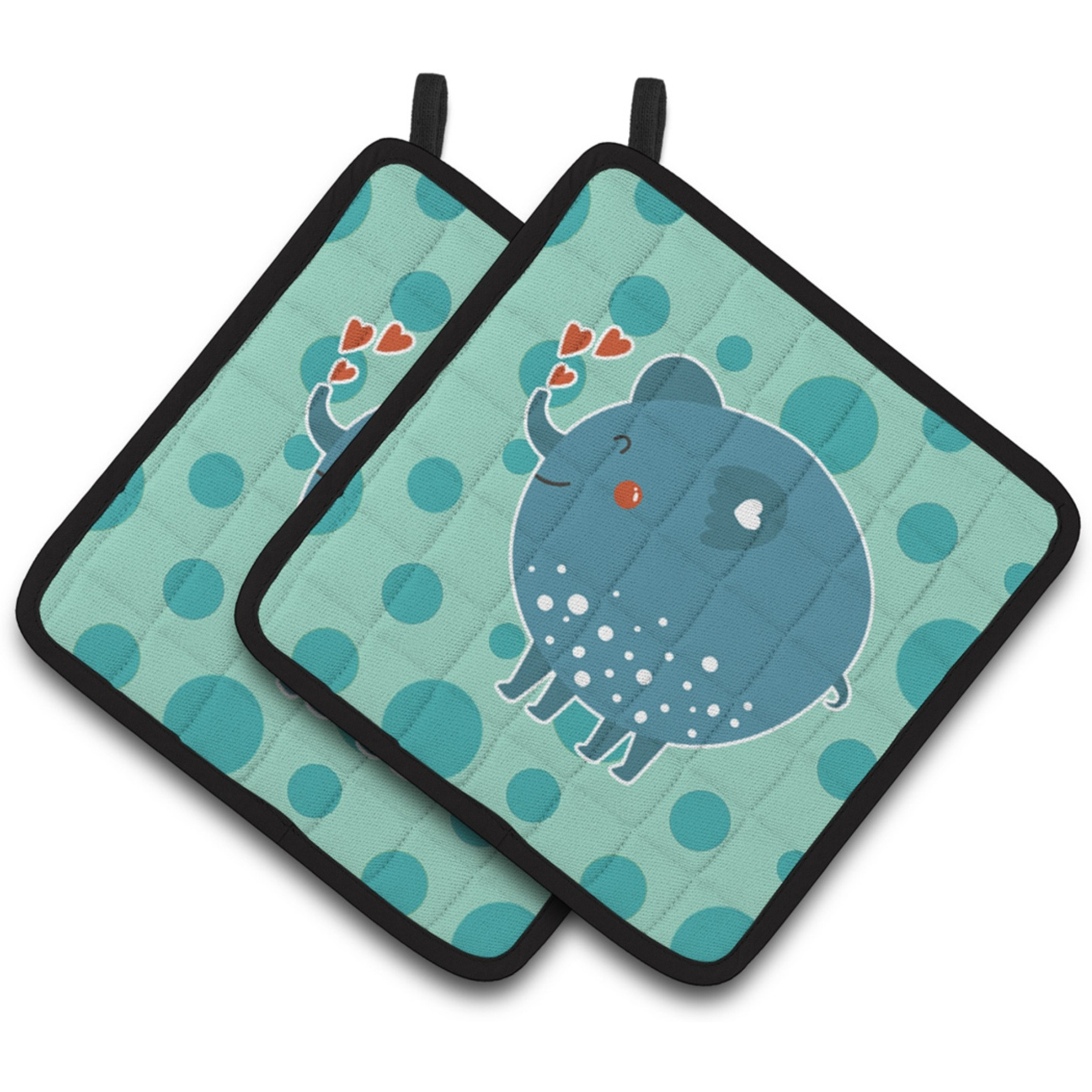 &quotCaroline's Treasures BB6733PTHD Blue Elephant Pair of Pot Holders, 7.5 x 7.5"", Multicolor"