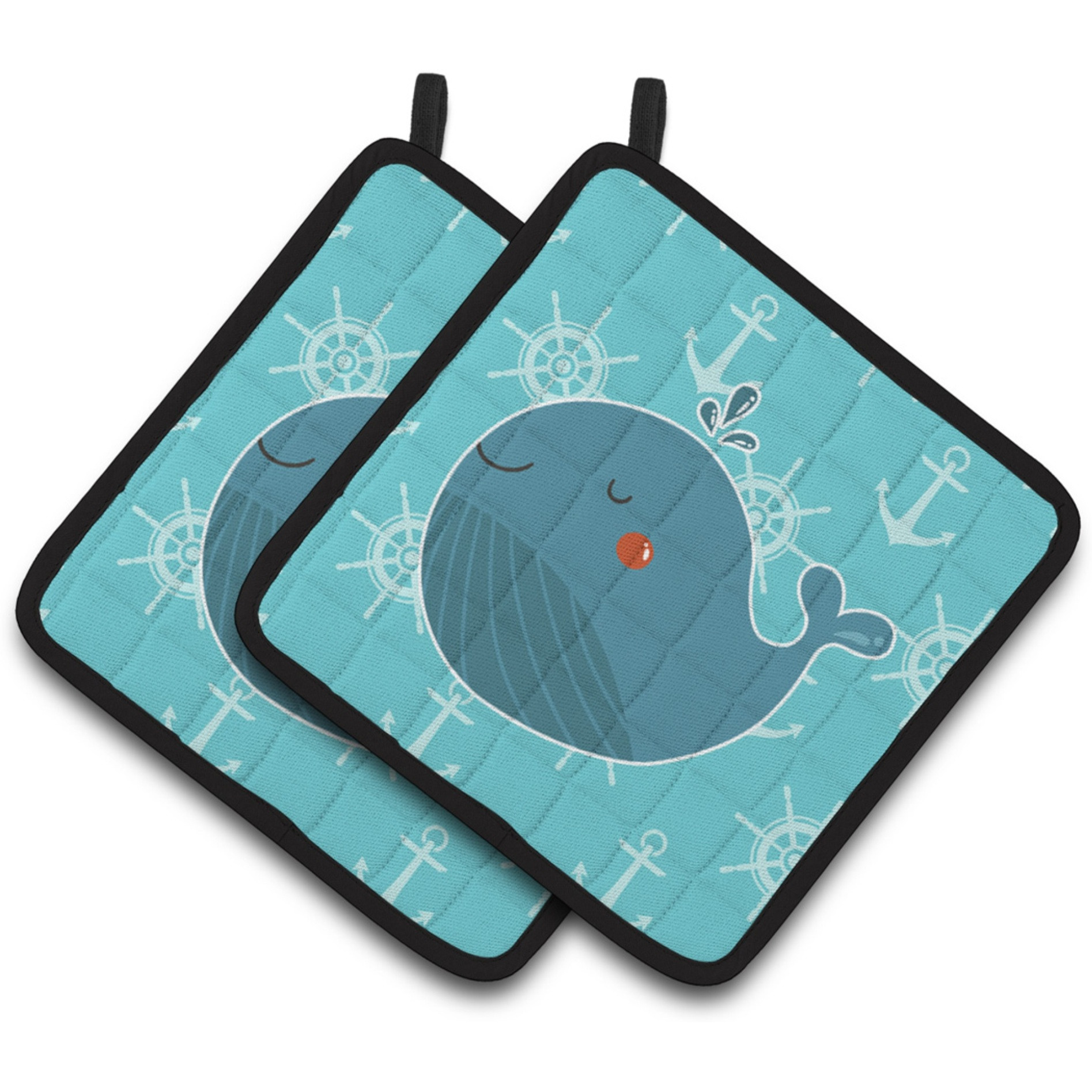 &quotCaroline's Treasures BB6734PTHD Blue Whale Pair of Pot Holders, 7.5 x 7.5"", Multicolor"