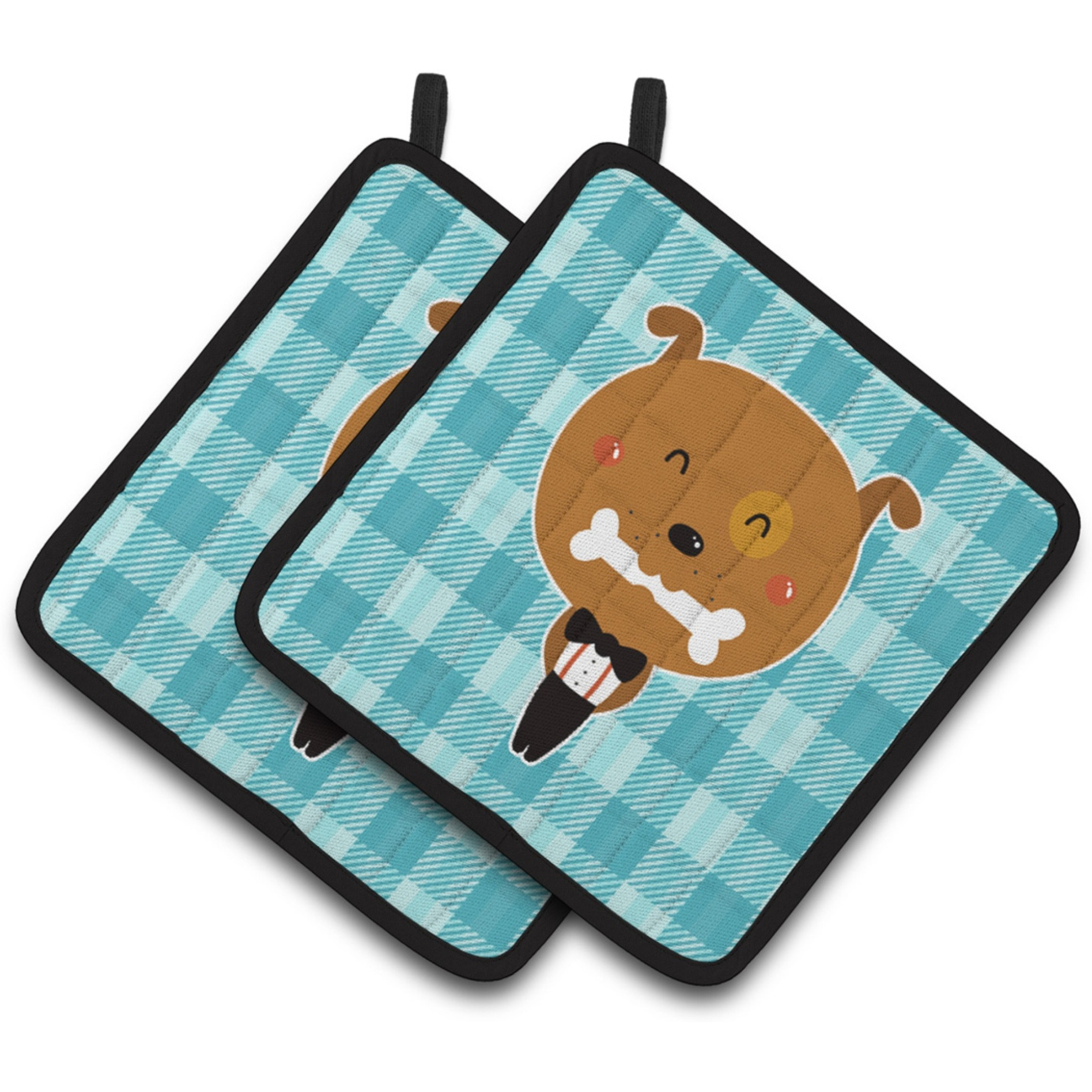&quotCaroline's Treasures BB6737PTHD Dog in Tuxedo Pair of Pot Holders, 7.5 x 7.5"", Multicolor"