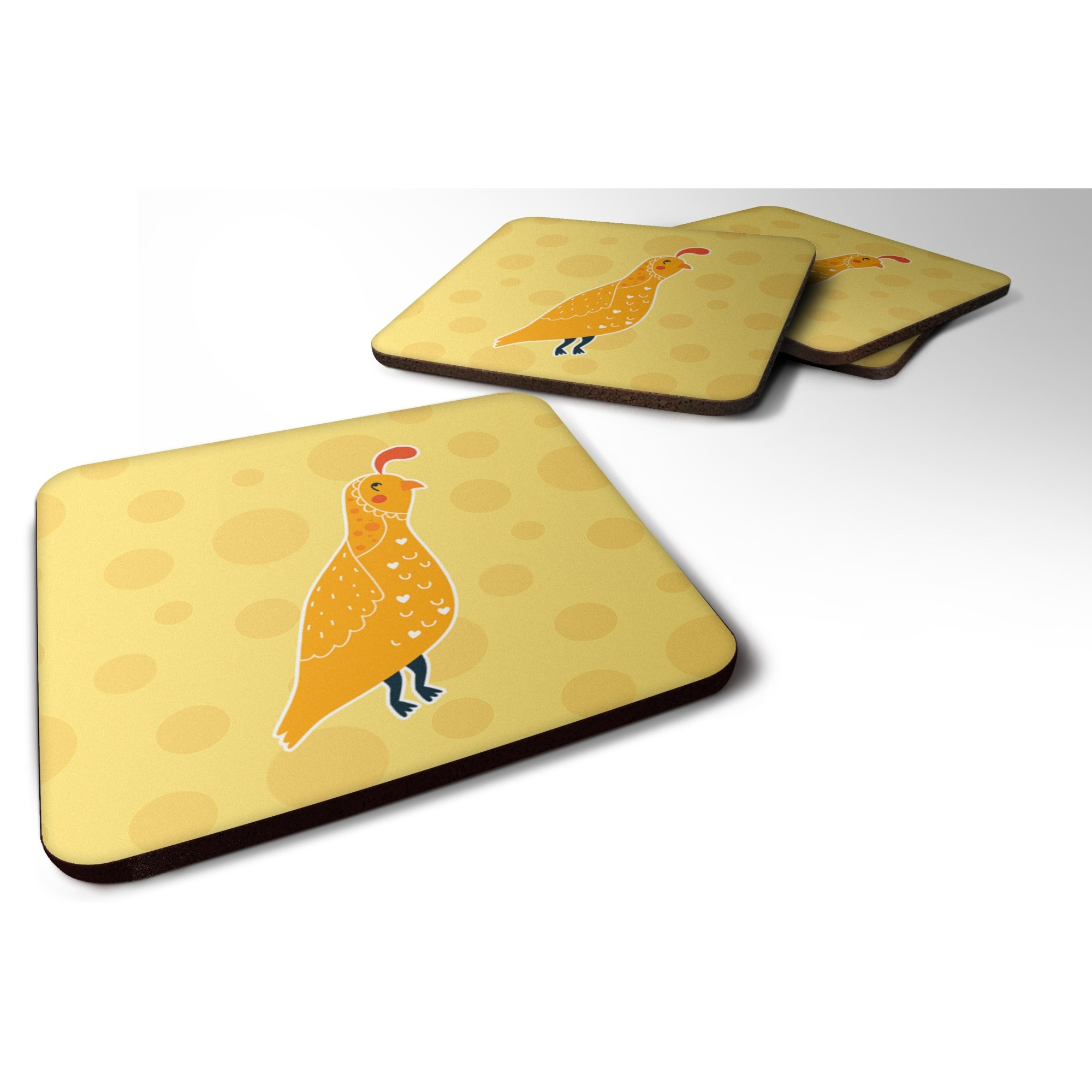 &quotCaroline's Treasures Partridge In Polkadots Foam Coaster Set of 4, 3.5, Multicolor"