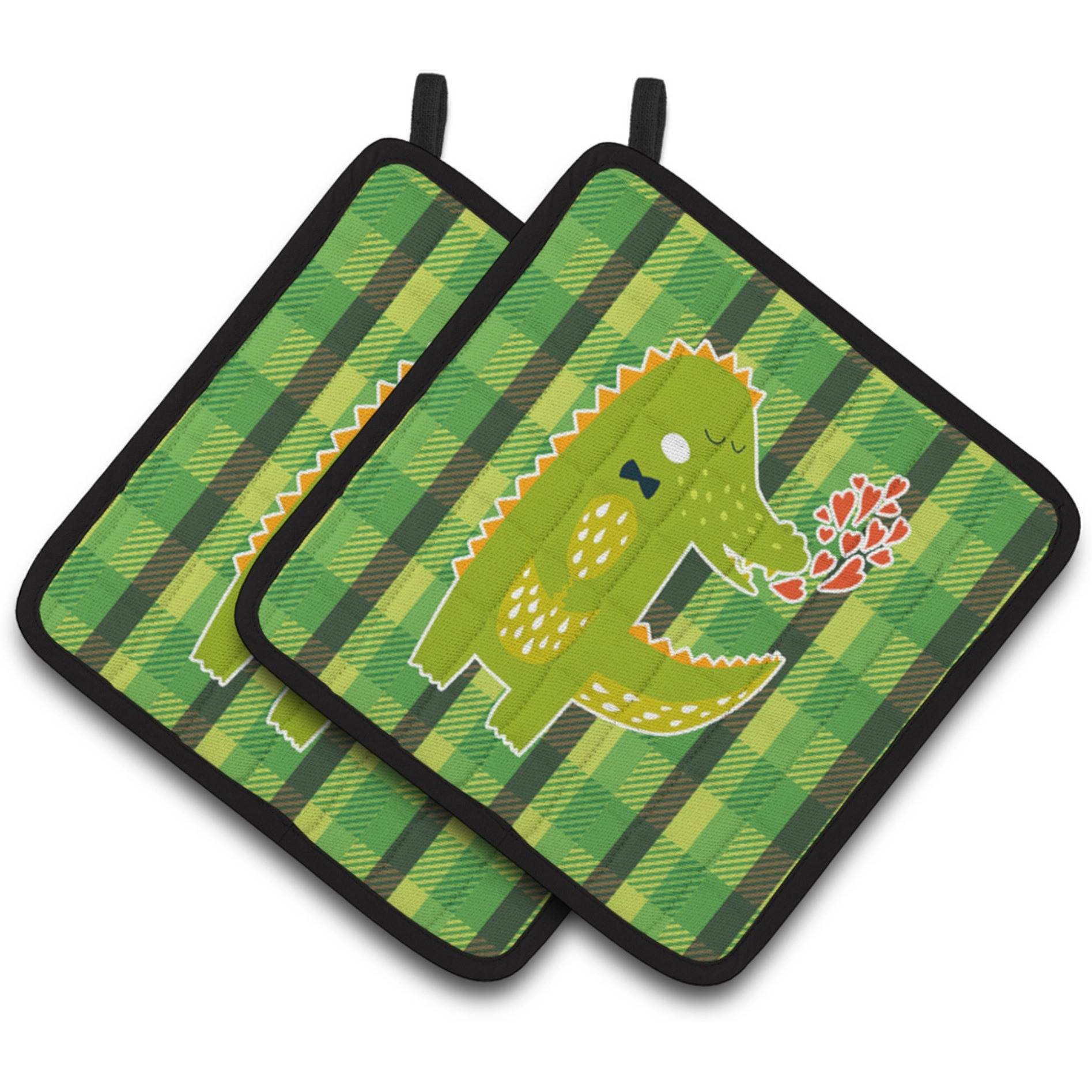 &quotCaroline's Treasures Alligator Love Pair of Pot Holders, 7.5 x 7.5, Multicolor"