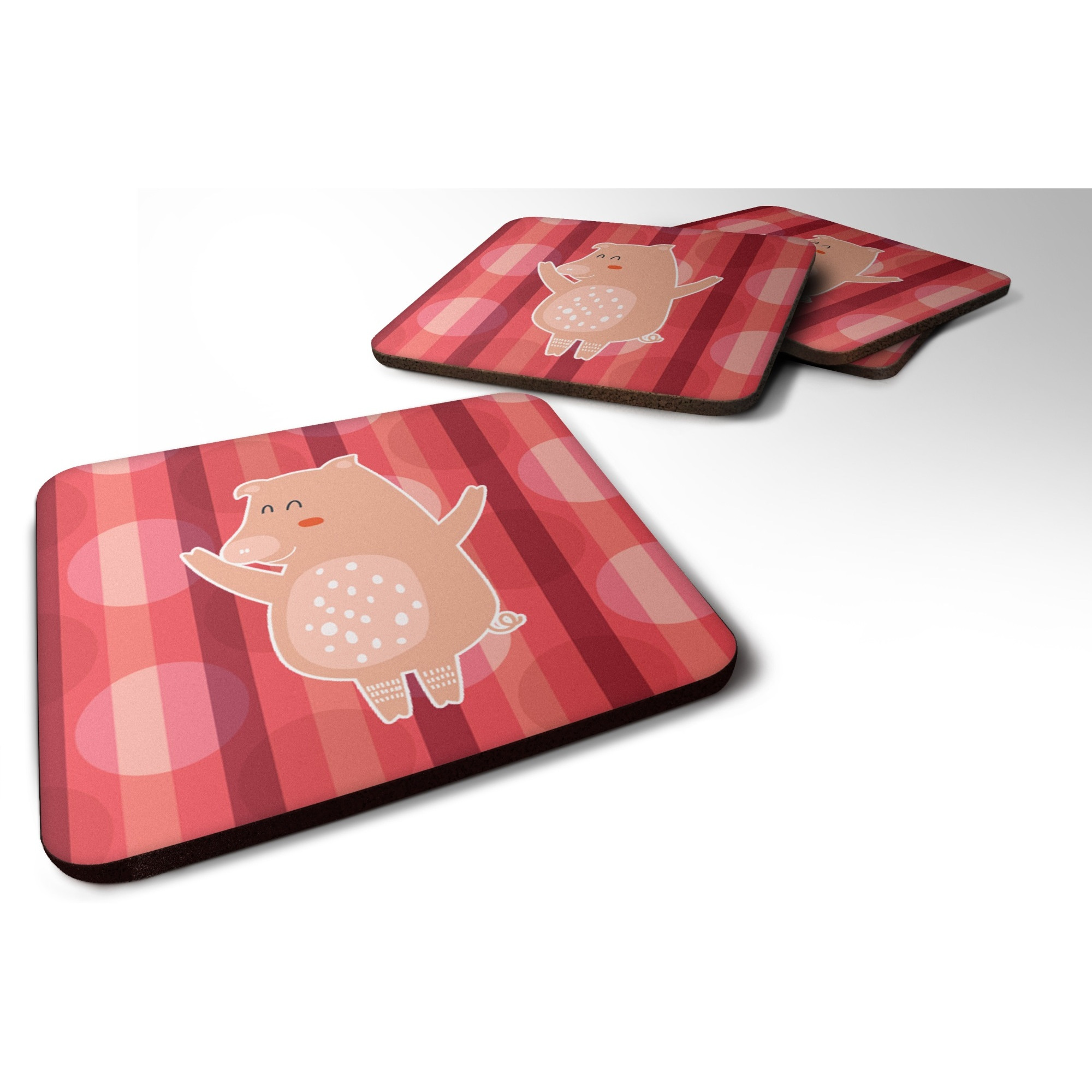 &quotCaroline's Treasures Dancing Pig Foam Coaster Set of 4, 3.5, Multicolor"