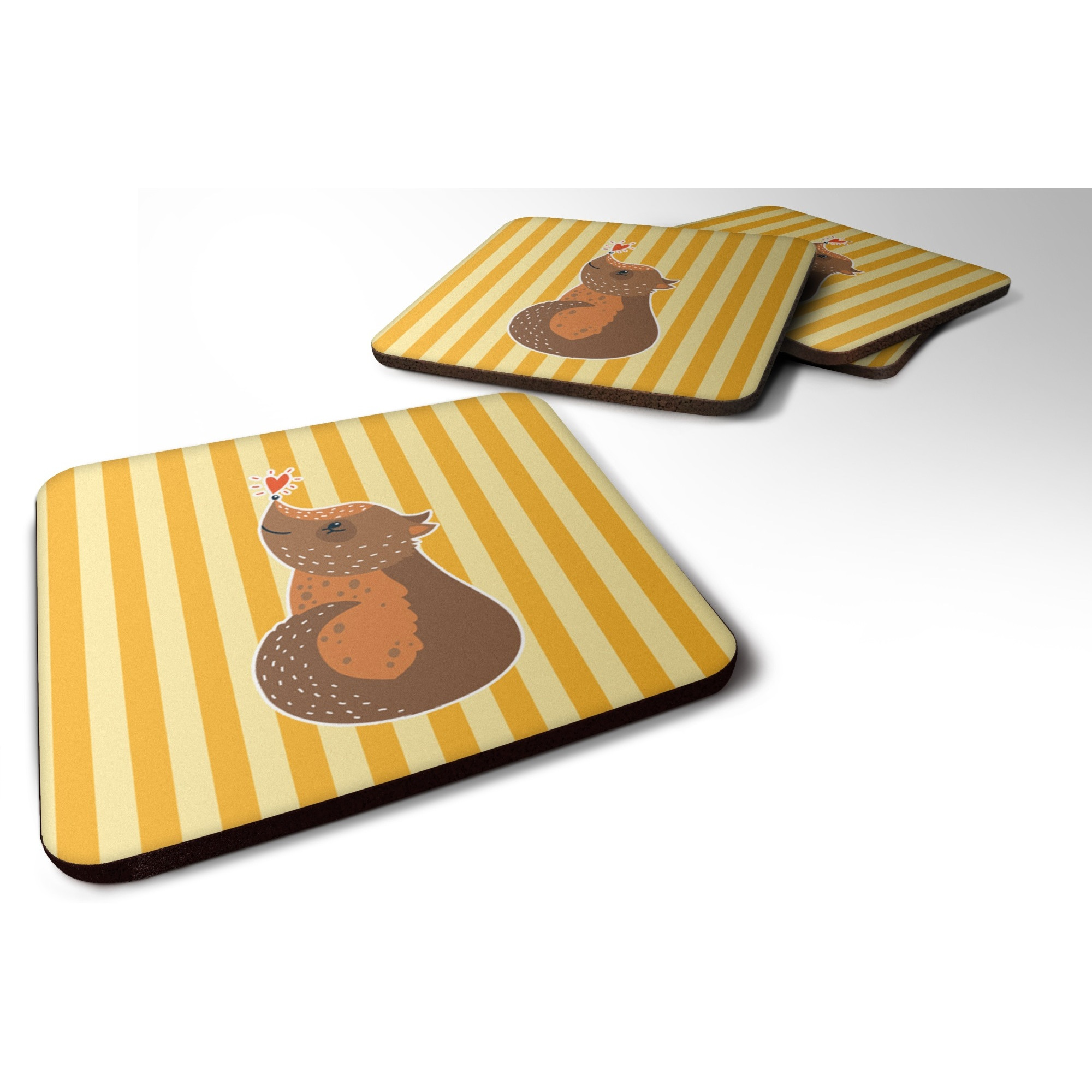 &quotCaroline's Treasures Opossum love Foam Coaster Set of 4, 3.5, Multicolor"