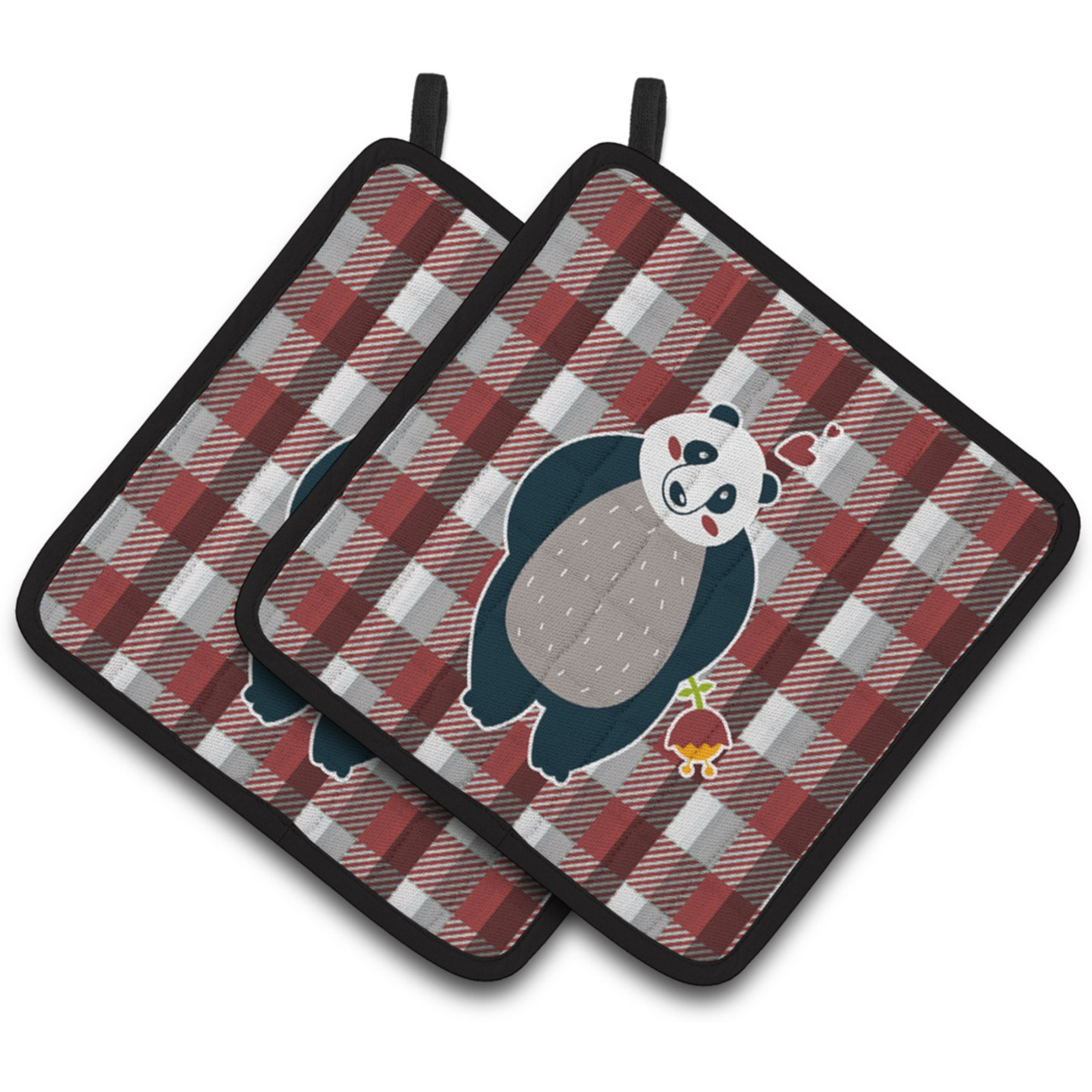 &quotCaroline's Treasures BB6751PTHD Panda Love Pair of Pot Holders, 7.5 x 7.5"", Multicolor"
