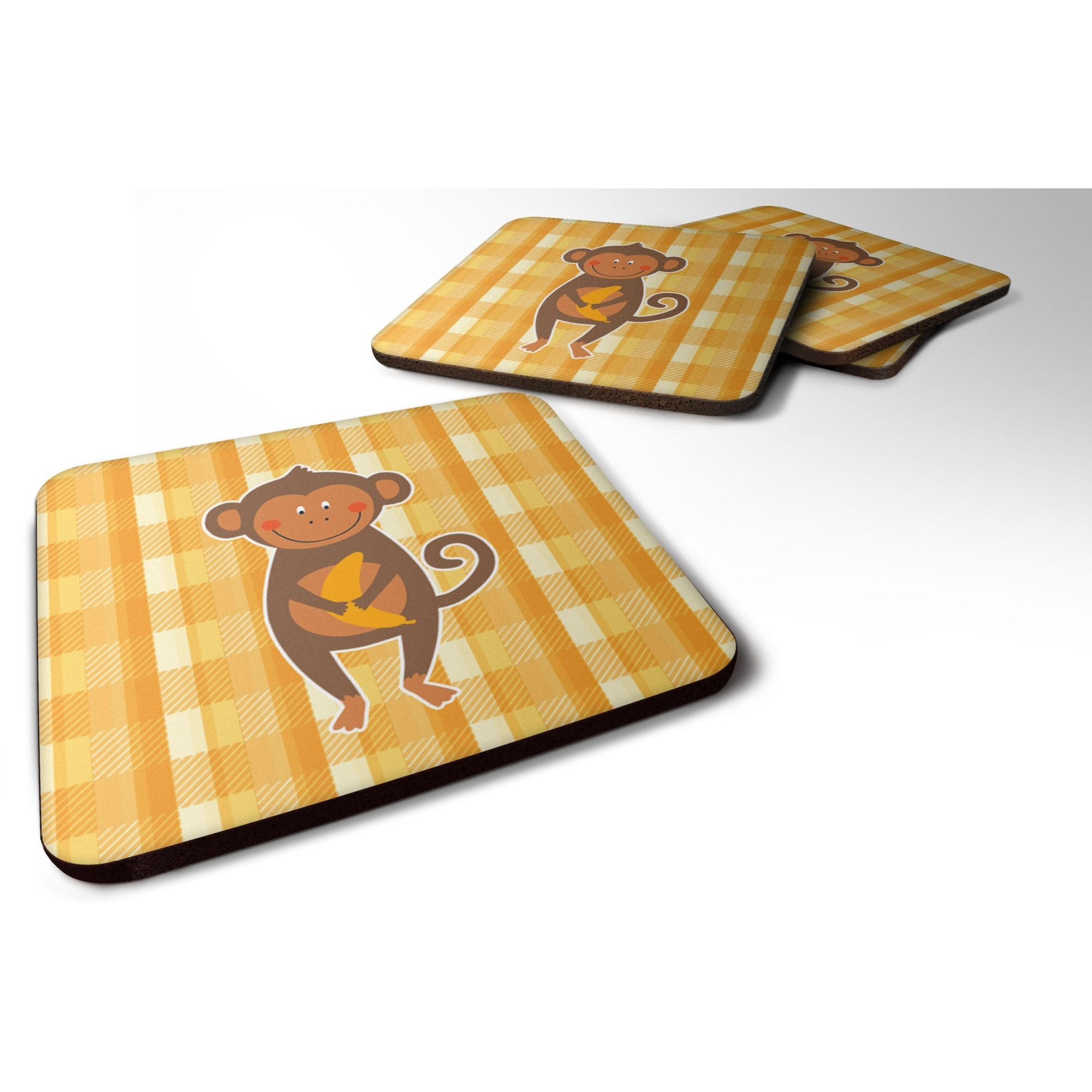 &quotCaroline's Treasures Monkey Business Foam Coaster Set of 4, 3.5, Multicolor"