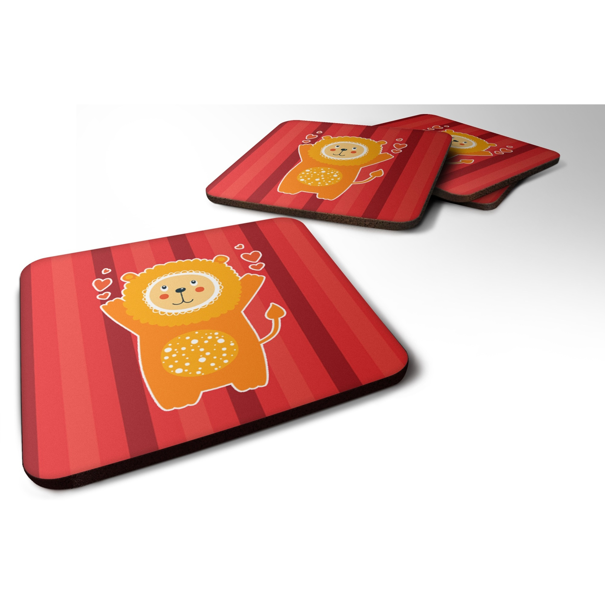 &quotCaroline's Treasures Lion love Foam Coaster Set of 4, 3.5, Multicolor"