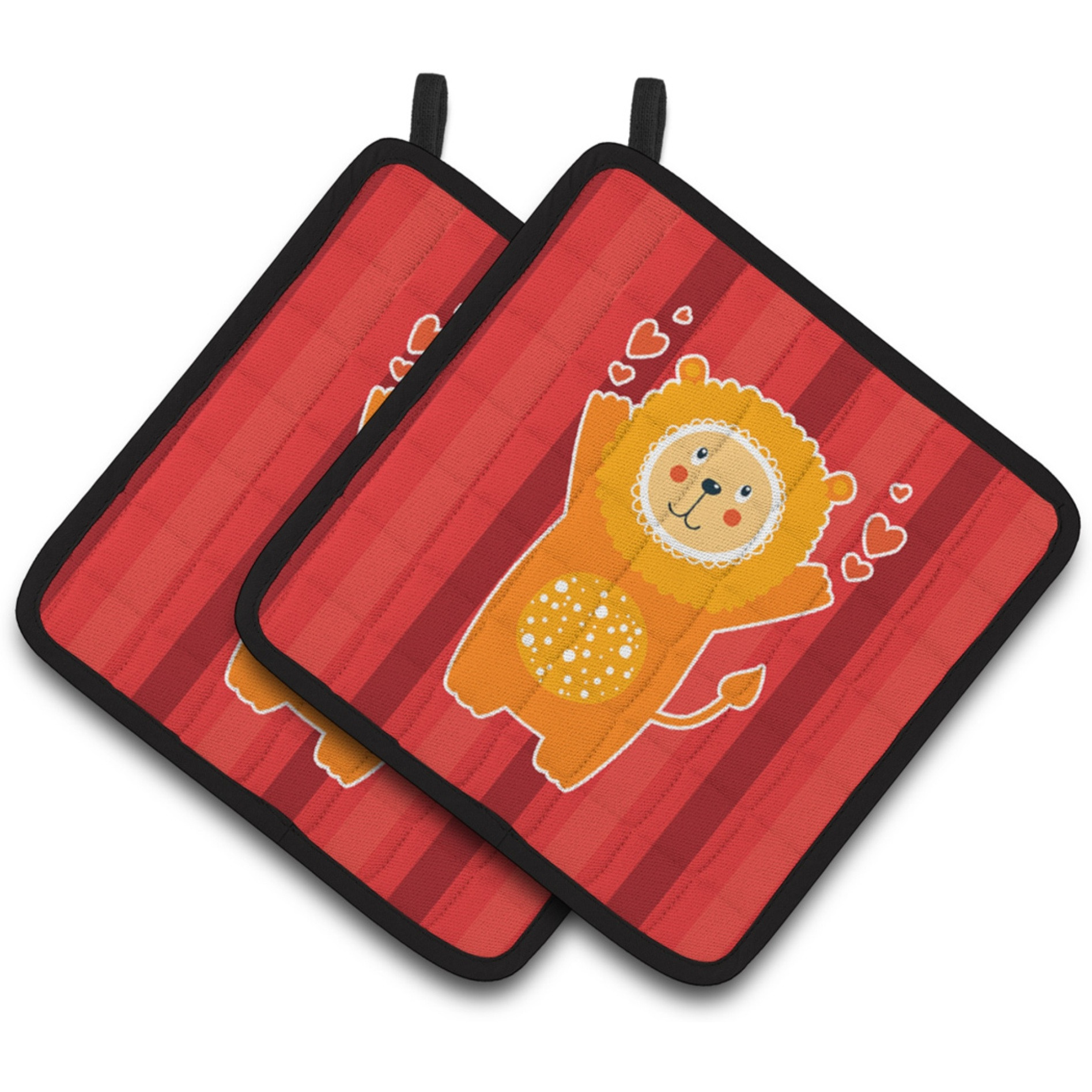 &quotCaroline's Treasures BB6754PTHD Lion Love Pair of Pot Holders, 7.5 x 7.5"", Multicolor"