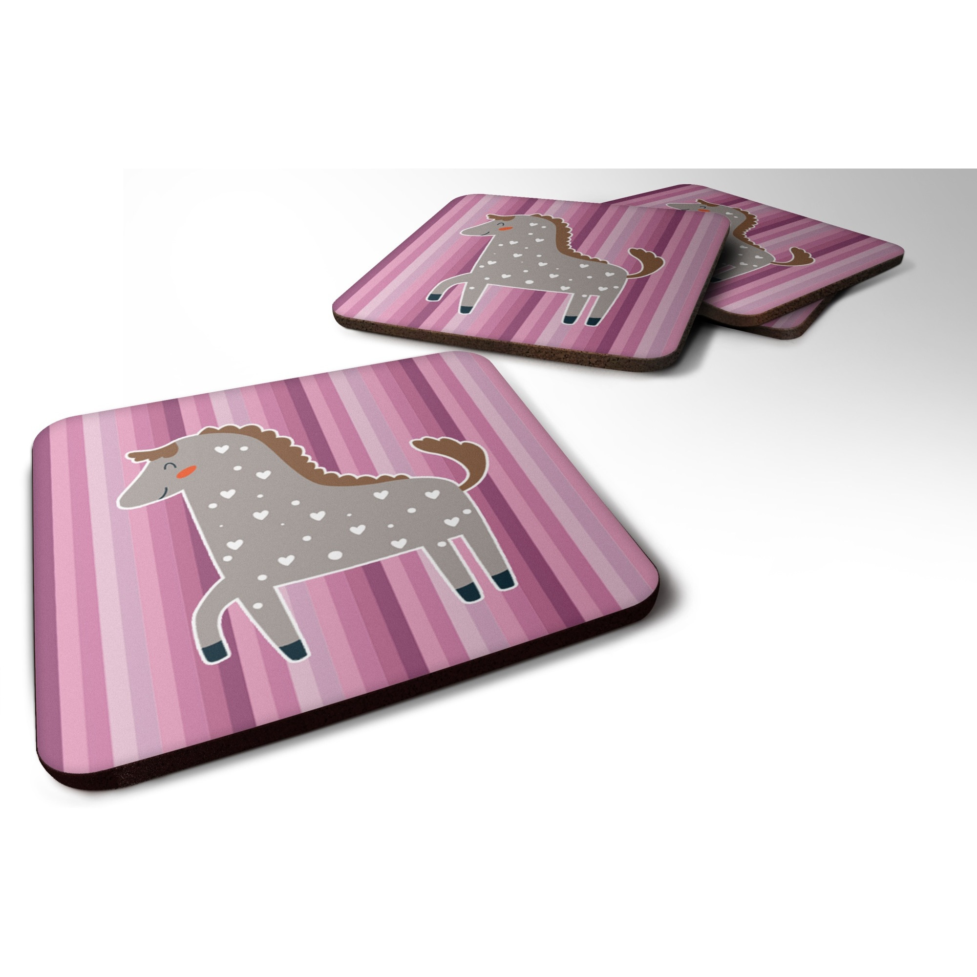 &quotCaroline's Treasures Horse Foam Coaster Set of 4, 3.5, Multicolor"
