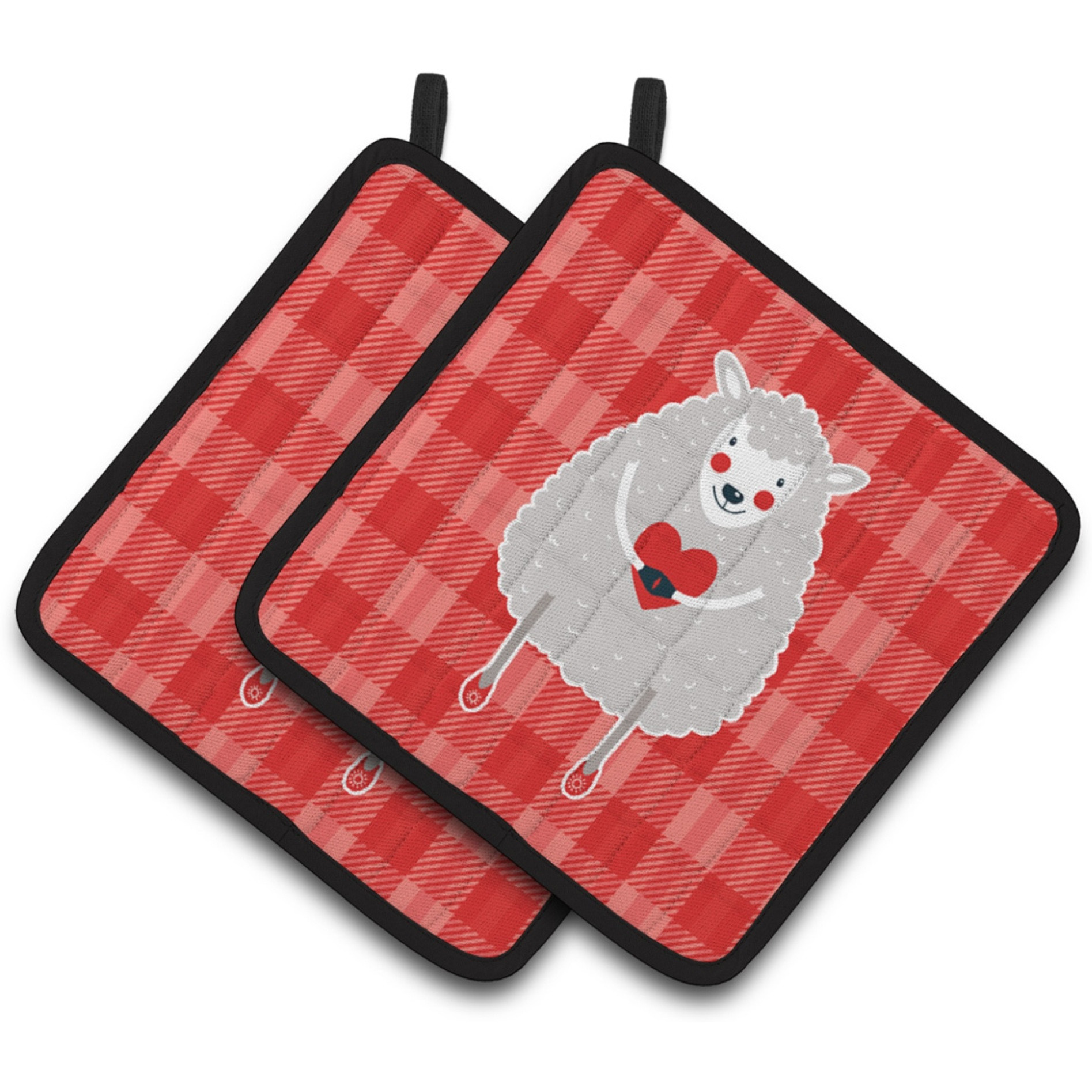 &quotCaroline's Treasures Lamb Love Pair of Pot Holders, 7.5 x 7.5, Multicolor"