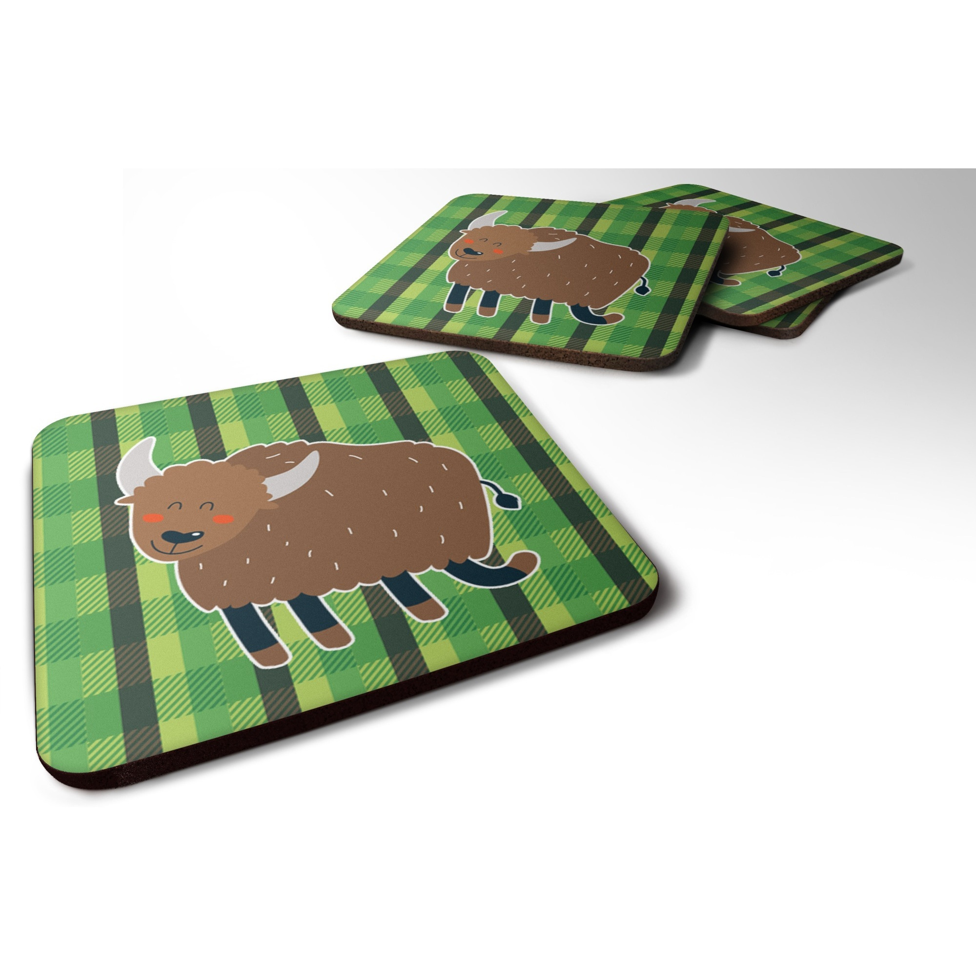 &quotCaroline's Treasures Bull Foam Coaster Set of 4, 3.5, Multicolor"