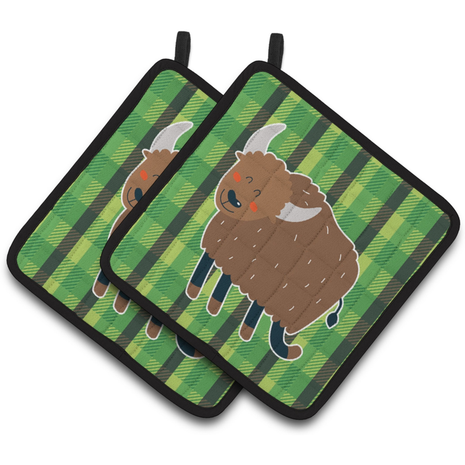 &quotCaroline's Treasures Bull Pair of Pot Holders, 7.5 x 7.5, Multicolor"