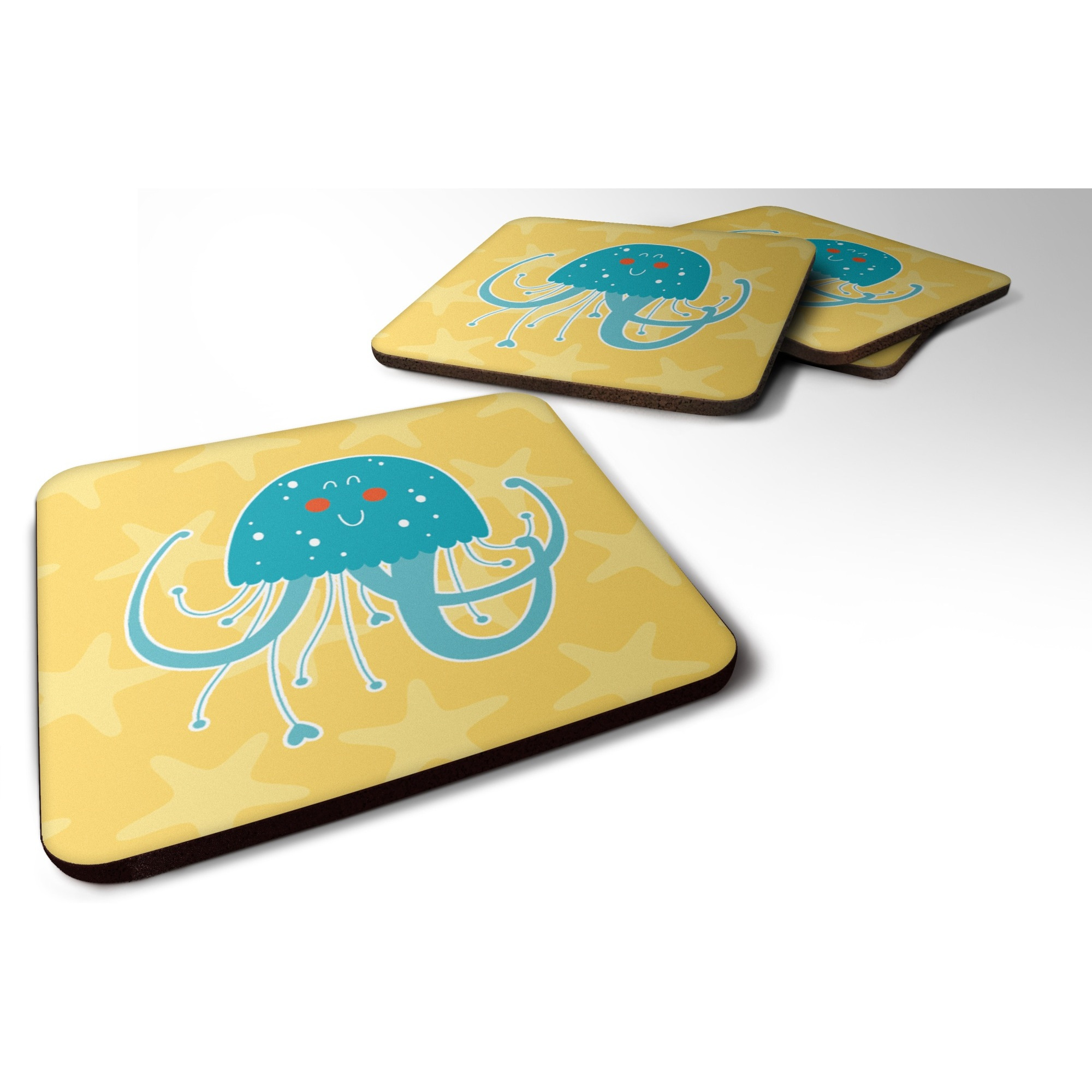 &quotCaroline's Treasures Jellyfish Foam Coaster, 3.5"", Multicolor"