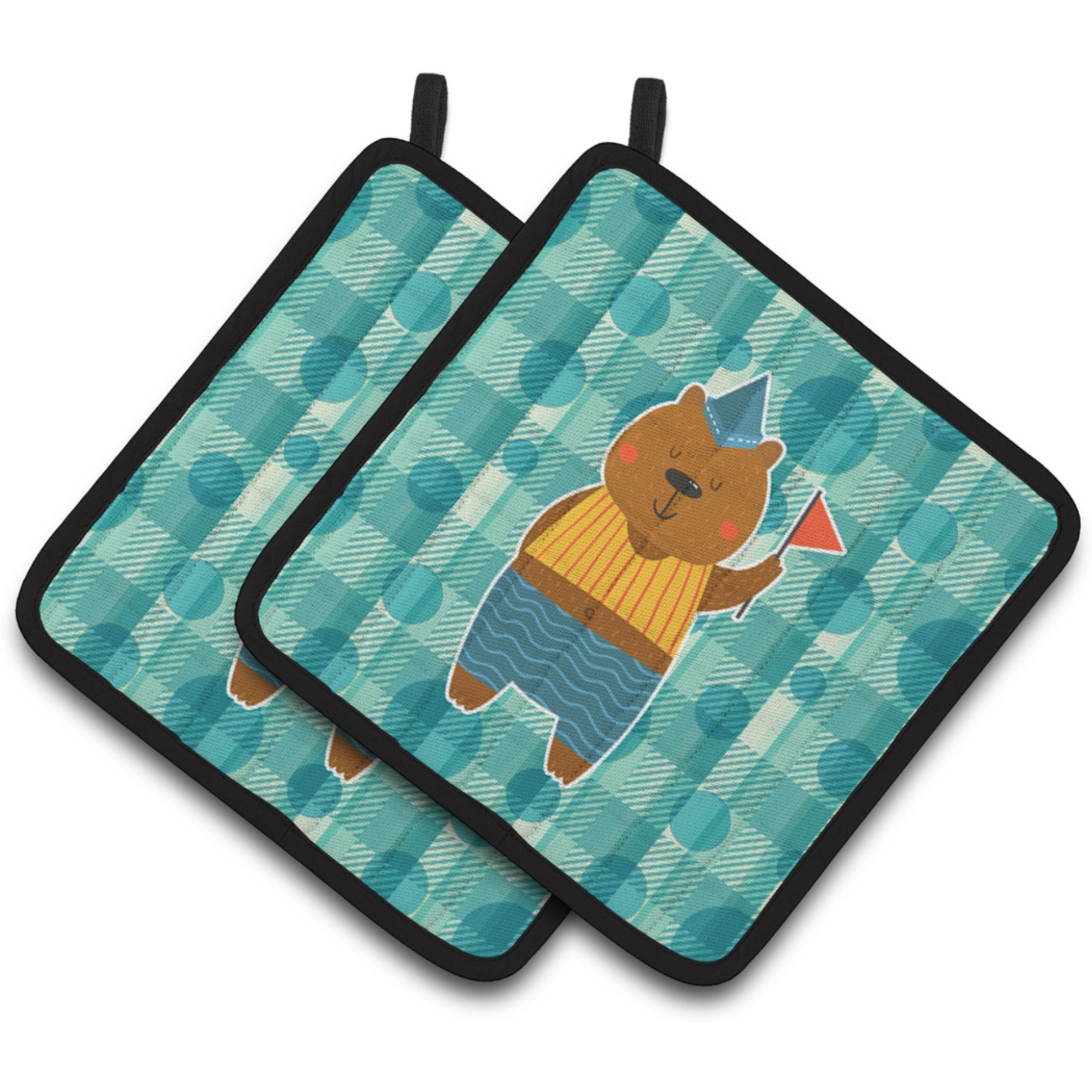 &quotCaroline's Treasures BB6769PTHD Celebration Bear Pair of Pot Holders, 7.5 x 7.5"", Multicolor"