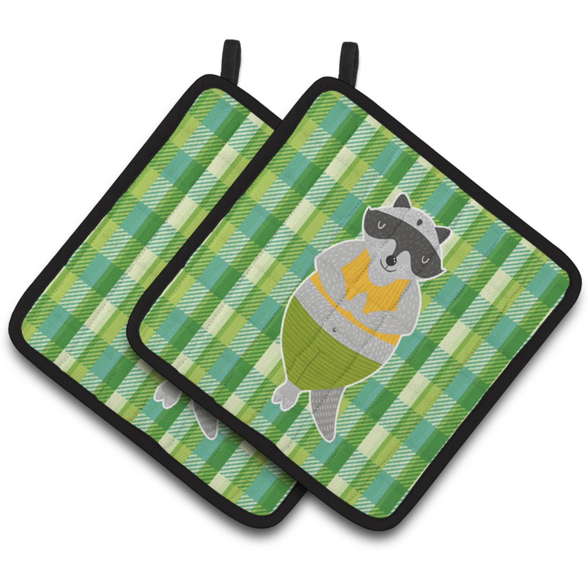 &quotCaroline's Treasures BB6774PTHD Raccoon Pair of Pot Holders, 7.5 x 7.5"", Multicolor"