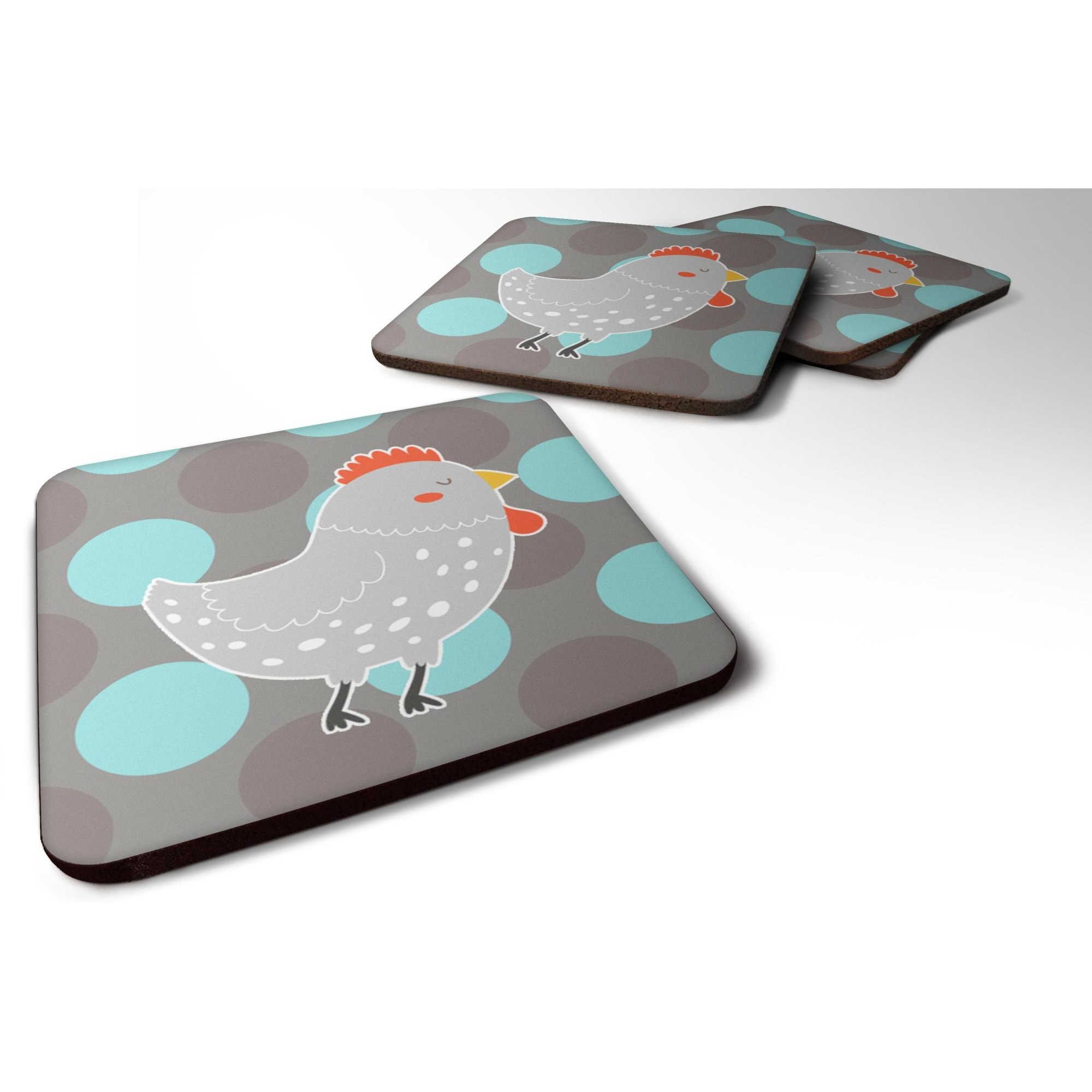 &quotCaroline's Treasures Grey Chicken Foam Coaster Set of 4, 3.5, Multicolor"