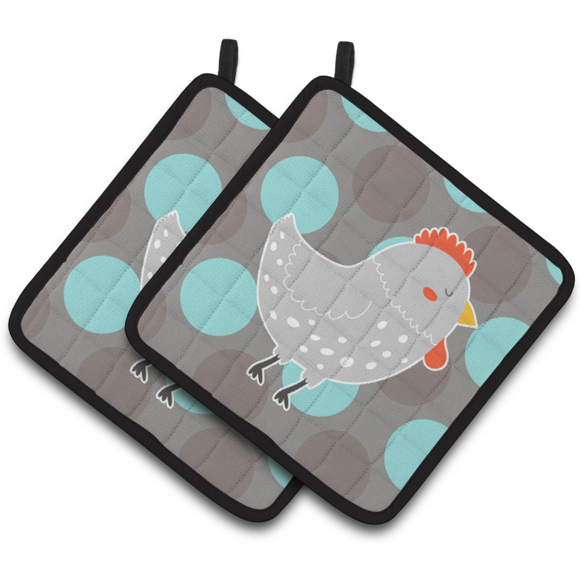&quotCaroline's Treasures Grey Chicken Pair of Pot Holders, 7.5 x 7.5, Multicolor"