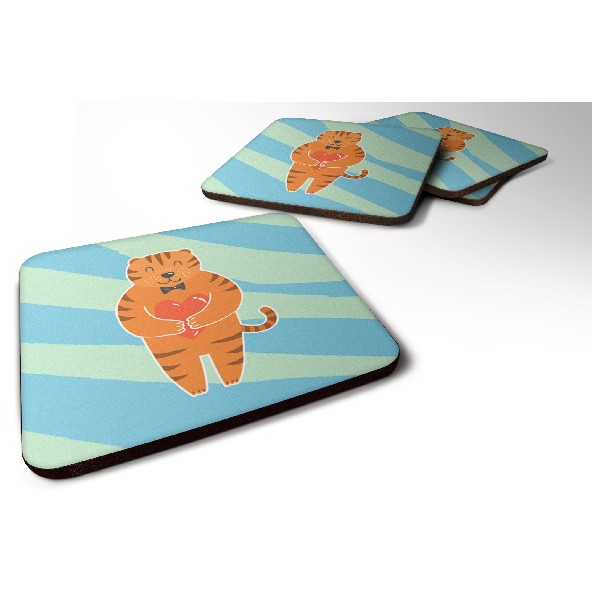 &quotCaroline's Treasures BB6779FC Tiger Foam Coaster Set of 4, 3.5"", Multicolor"