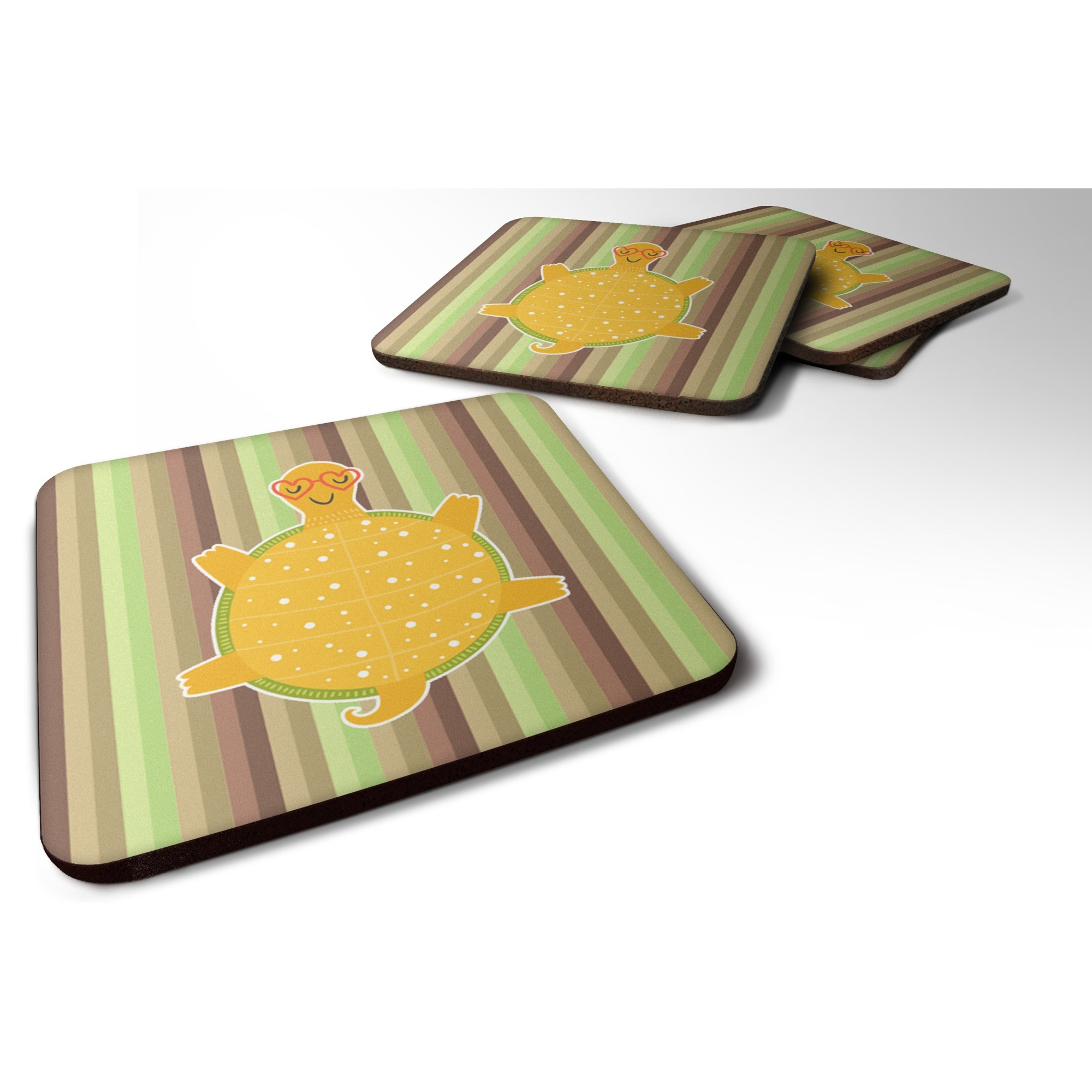 &quotCaroline's Treasures Turtle Foam Coaster Set of 4, 3.5, Multicolor"