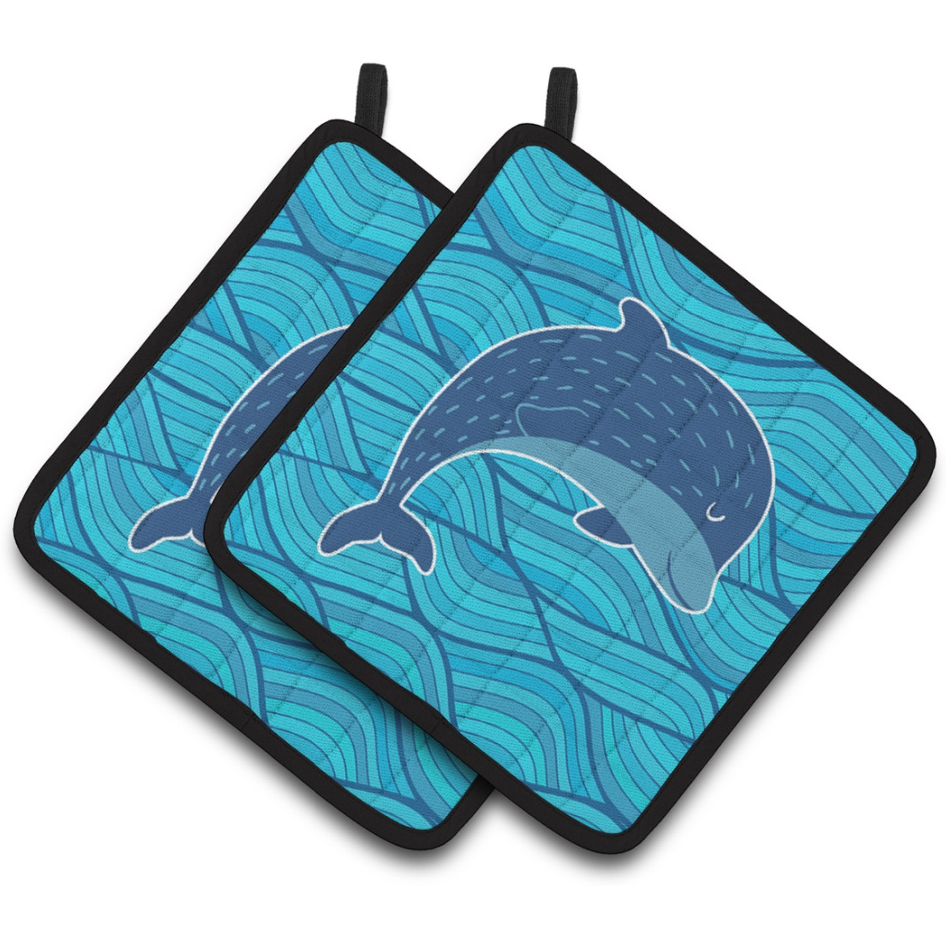 &quotCaroline's Treasures BB6781PTHD Dolphin Pair of Pot Holders, 7.5 x 7.5"", Multicolor"