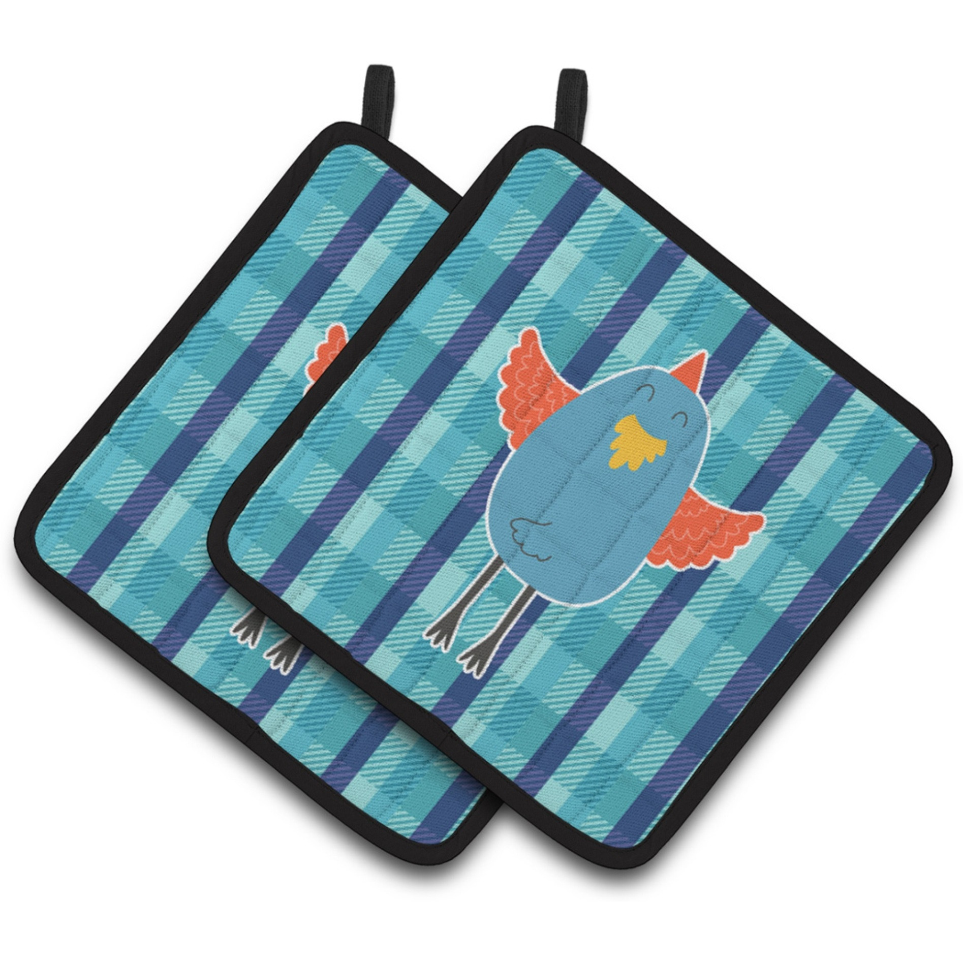 &quotCaroline's Treasures BB6782PTHD Blue Chicken Pair of Pot Holders, 7.5 x 7.5"", Multicolor"