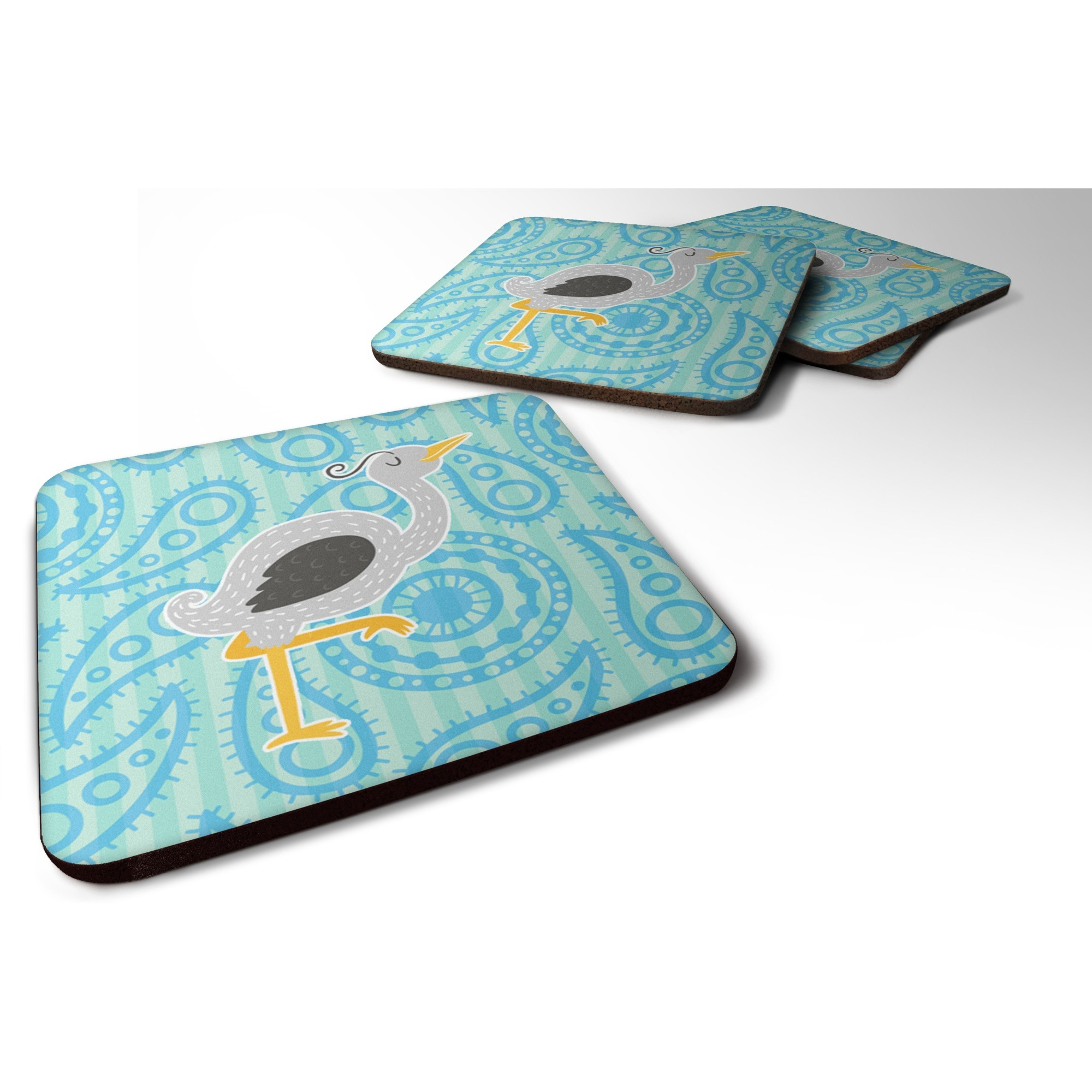 &quotCaroline's Treasures Ostrich Foam Coaster Set of 4, 3.5, Multicolor"